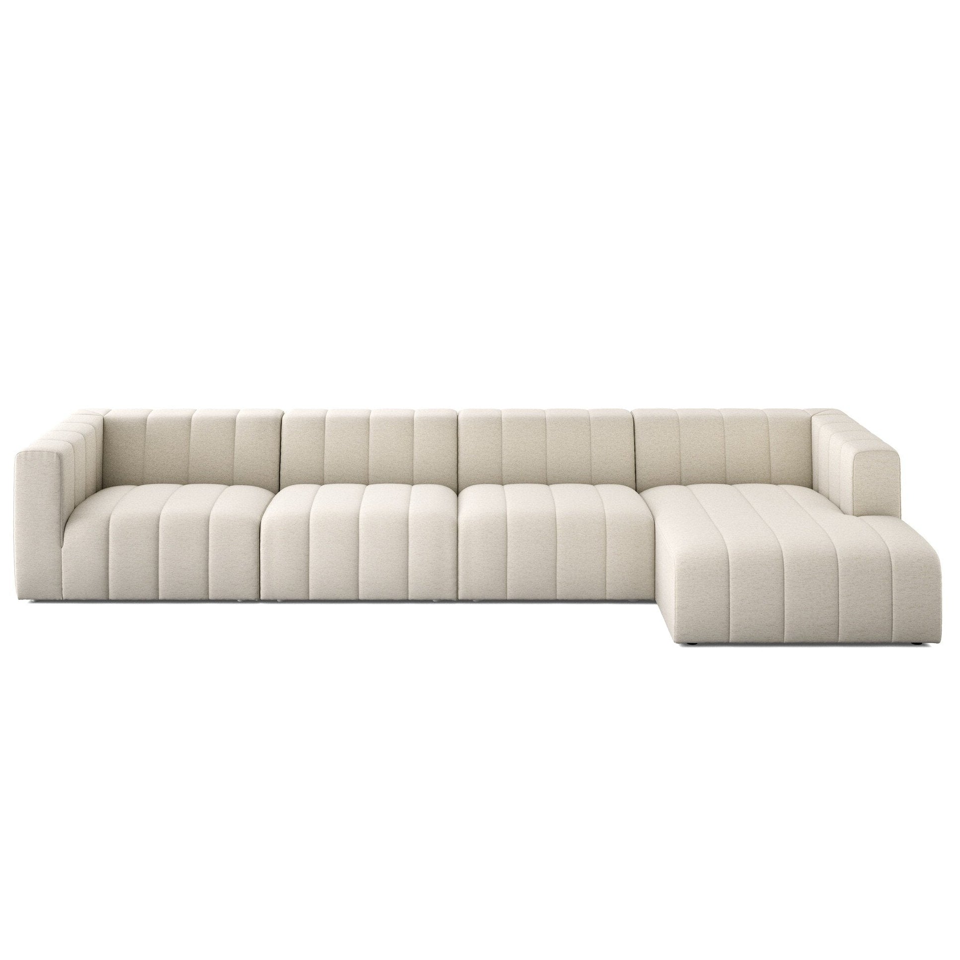 Four Hands Langham Channeled Crypton Nomad Snow 4 Piece Sectional Sofa front view