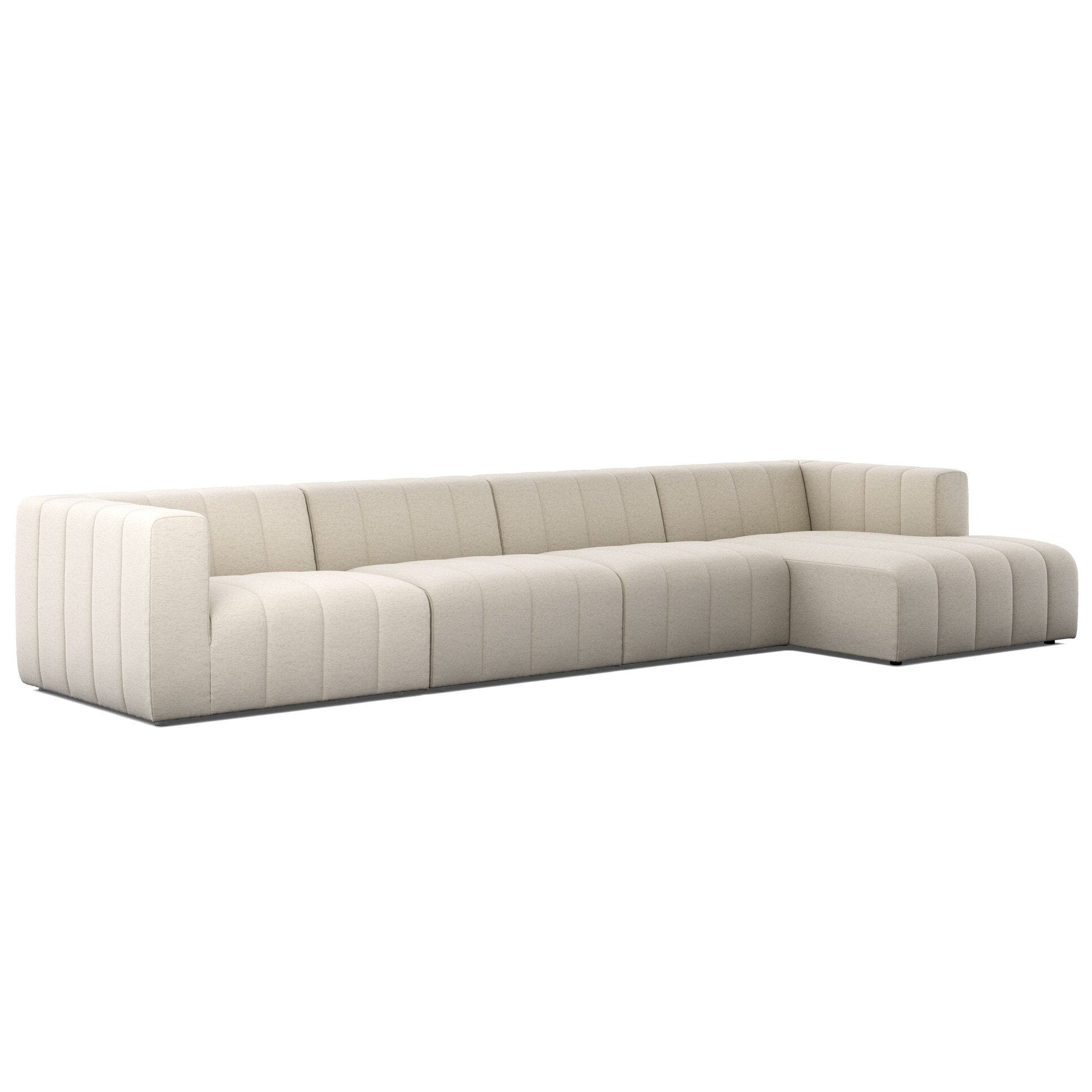 Four Hands Langham Channeled Crypton Nomad Snow 4 Piece Sectional Sofa styled view