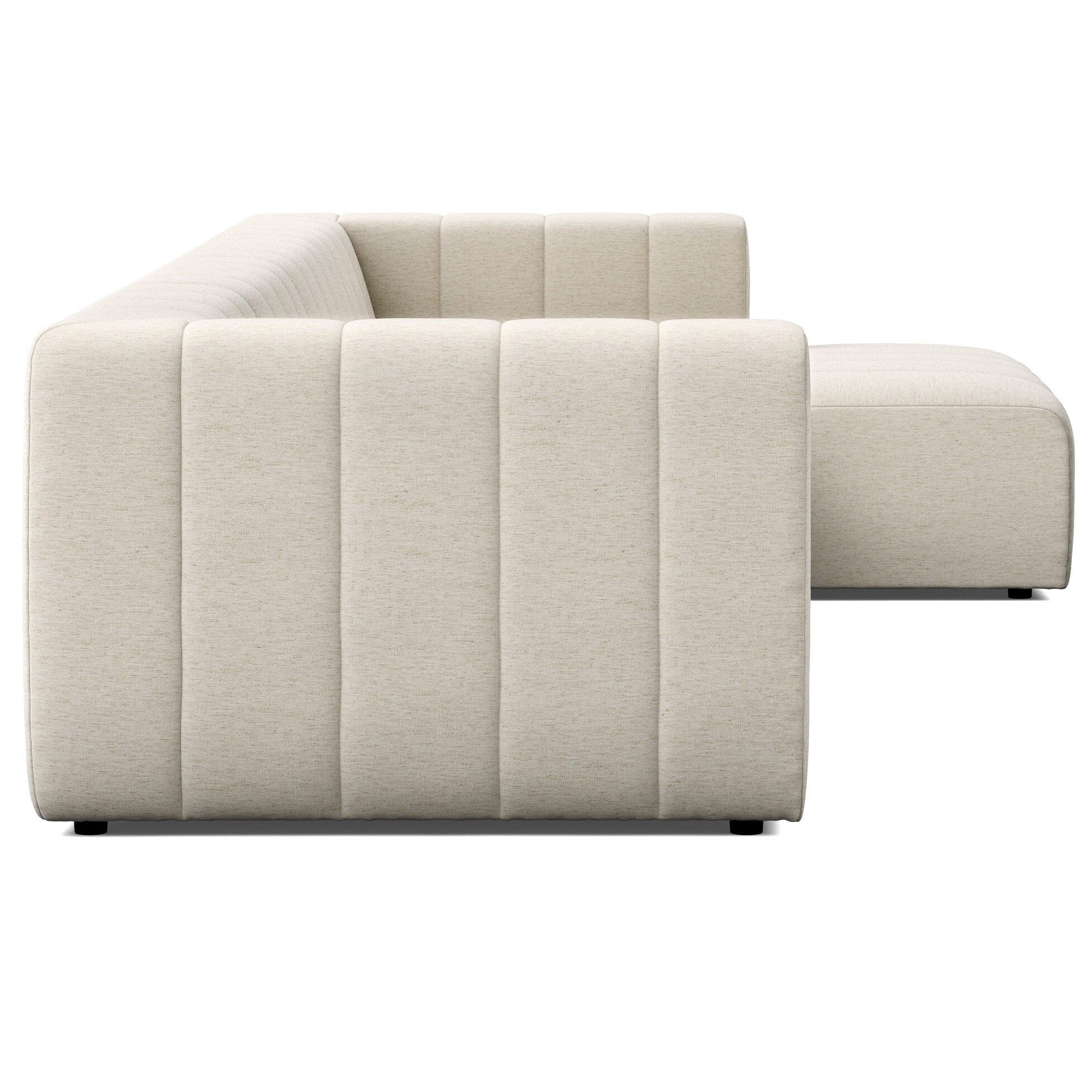 Four Hands Langham Channeled Crypton Nomad Snow 4 Piece Sectional Sofa side view