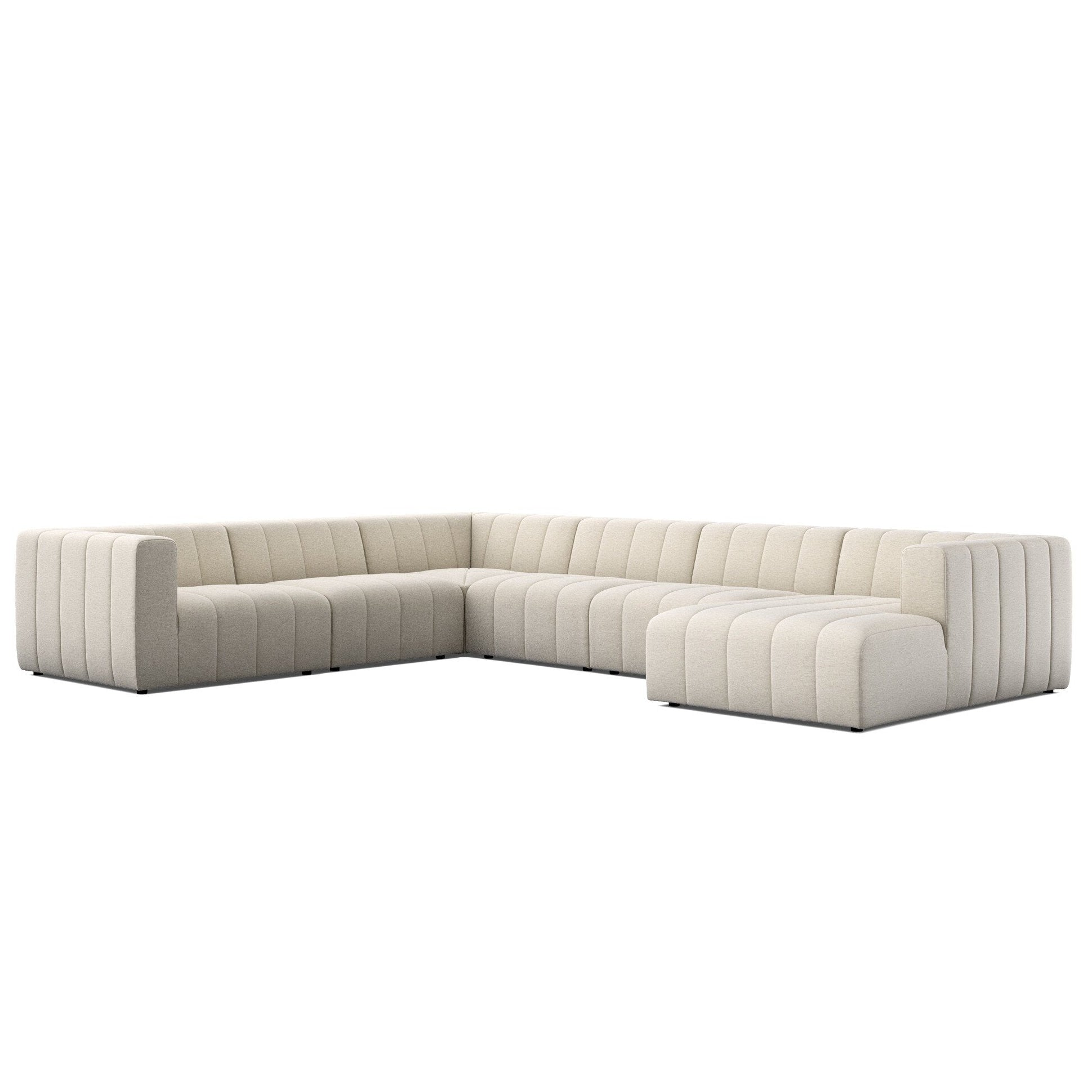 Four Hands Langham Channeled Crypton Nomad Snow 6 Piece Sectional Sofa styled view