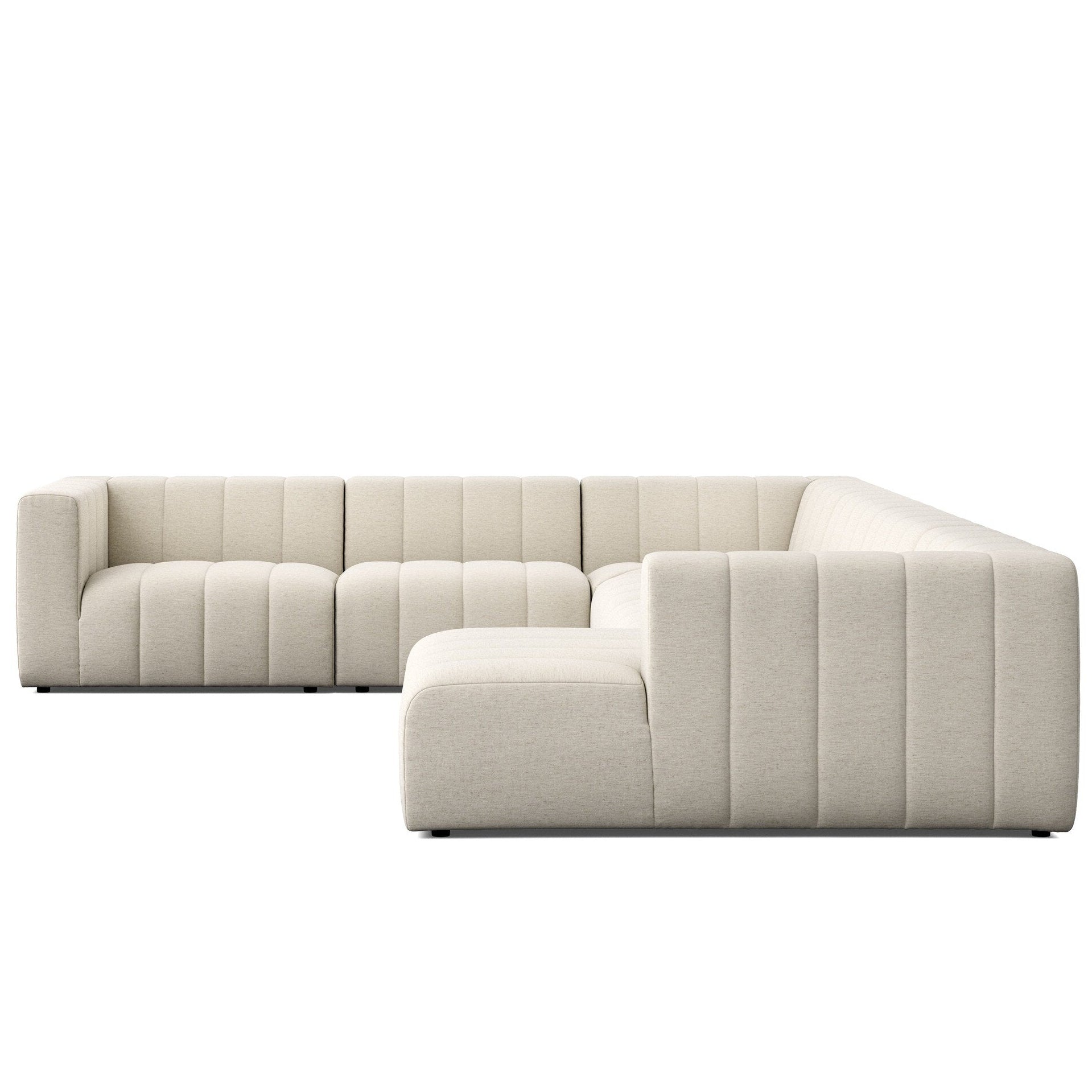 Four Hands Langham Channeled Crypton Nomad Snow 6 Piece Sectional Sofa side view