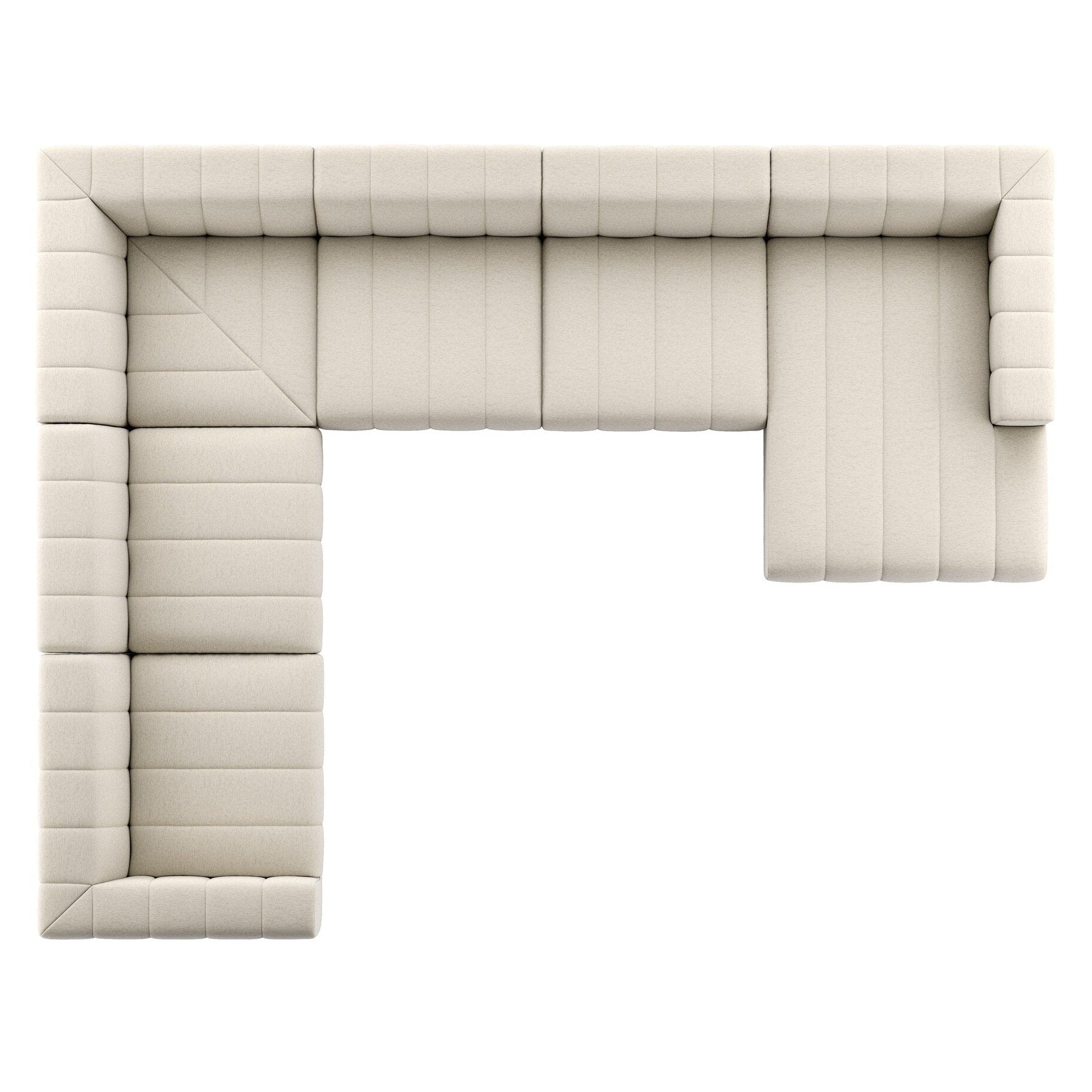 Four Hands Langham Channeled Crypton Nomad Snow 6 Piece Sectional Sofa top view