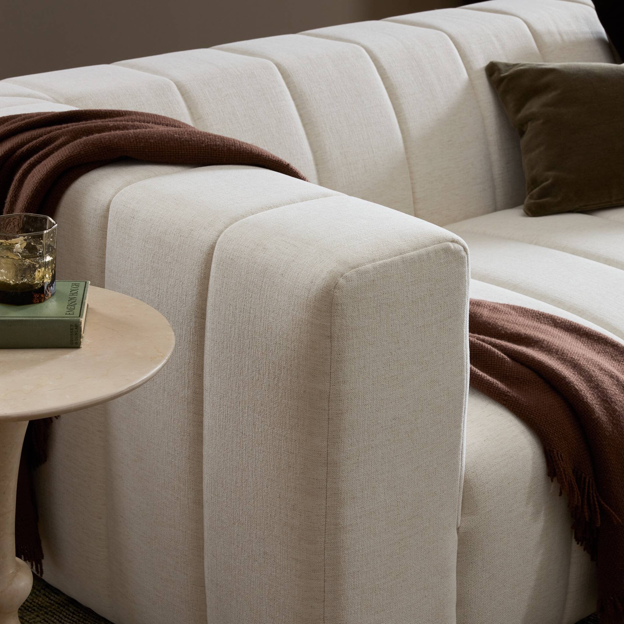 Four Hands Langham Crypton Nomad Snow 89in Sofa craftsmanship detail