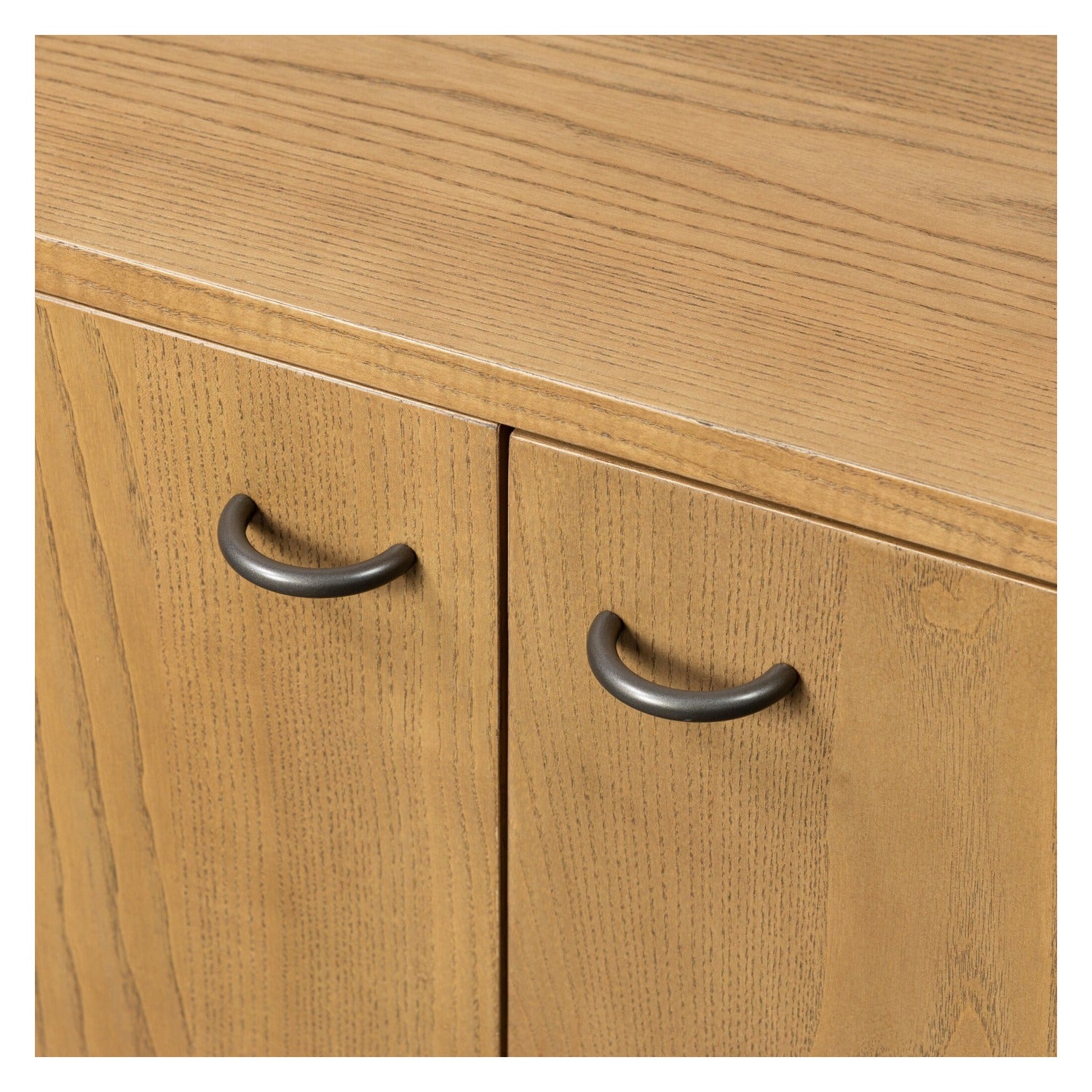Four Hands Zuma Dune Ash Sideboard 72in with paper cord stretcher shelf, close-up detail of paper cord shelf