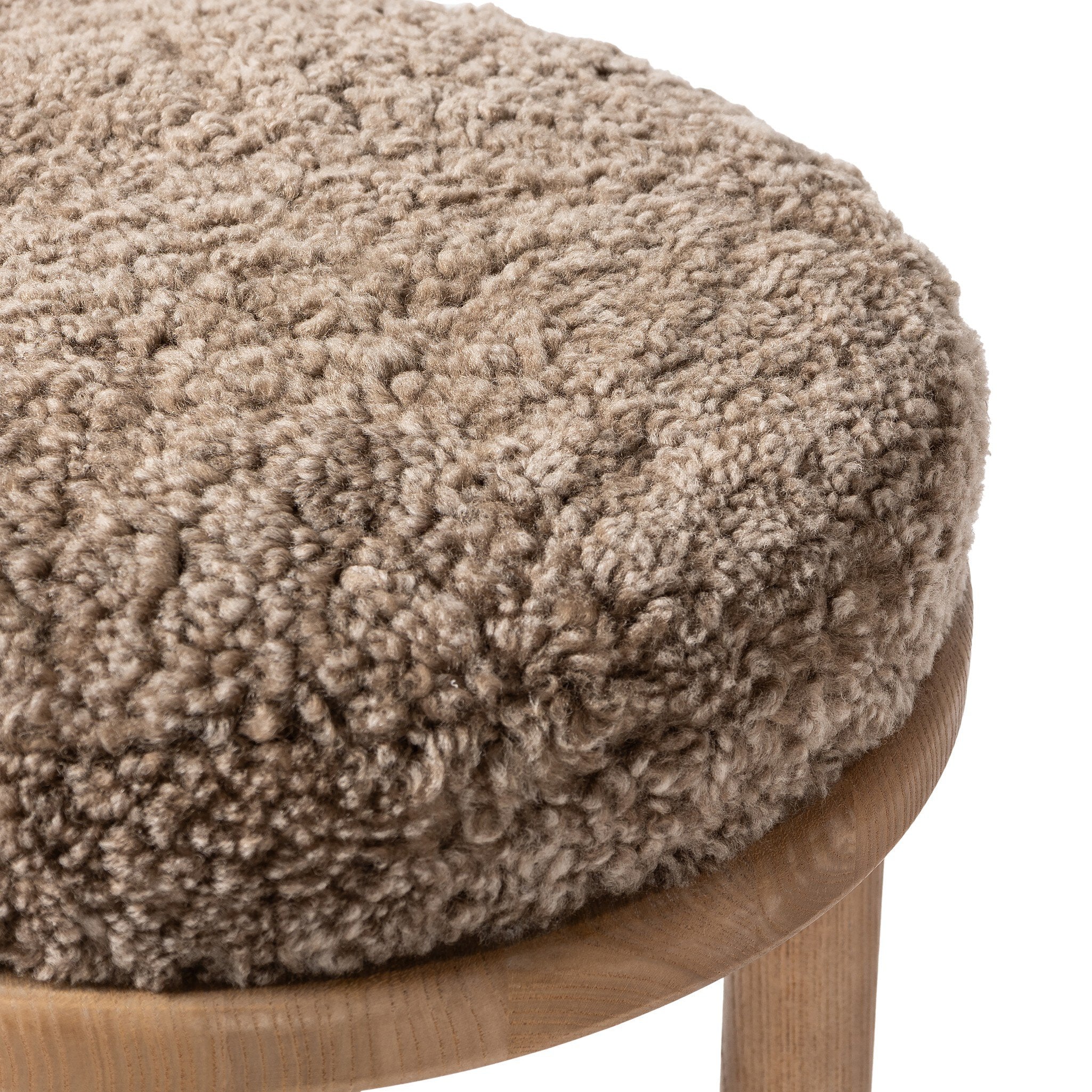 Four Hands Saldino Taupe Shearling Counter Stool close-up detail
