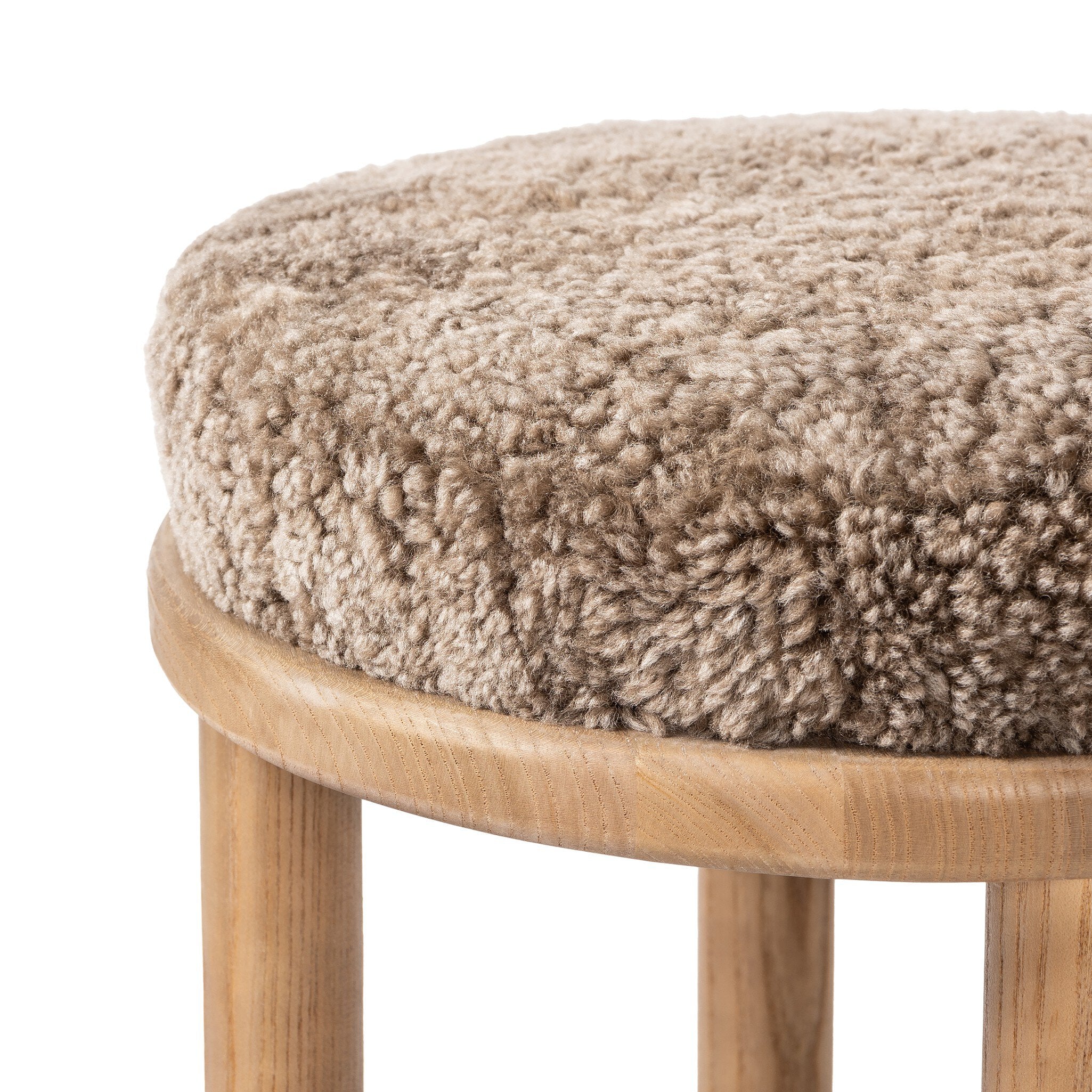 Four Hands Saldino Taupe Shearling Counter Stool material and finish detail