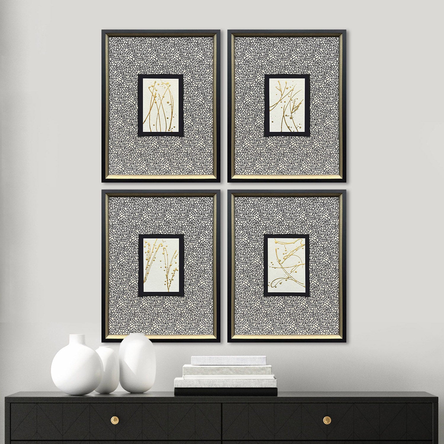 Langdon Liquid Gold I Framed Artwork Set of 4