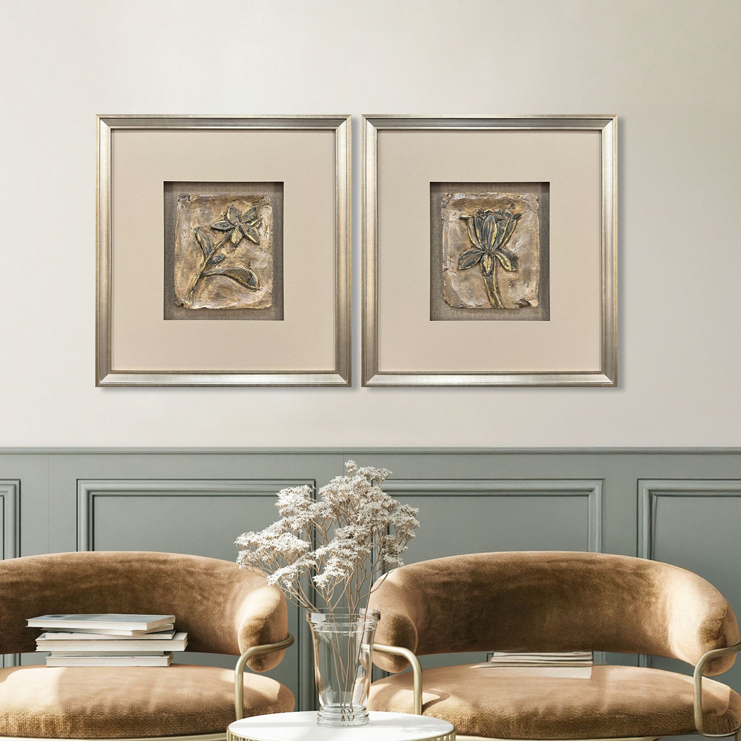 The Studio Heirllom Blooms Framed Artwork Set of 2