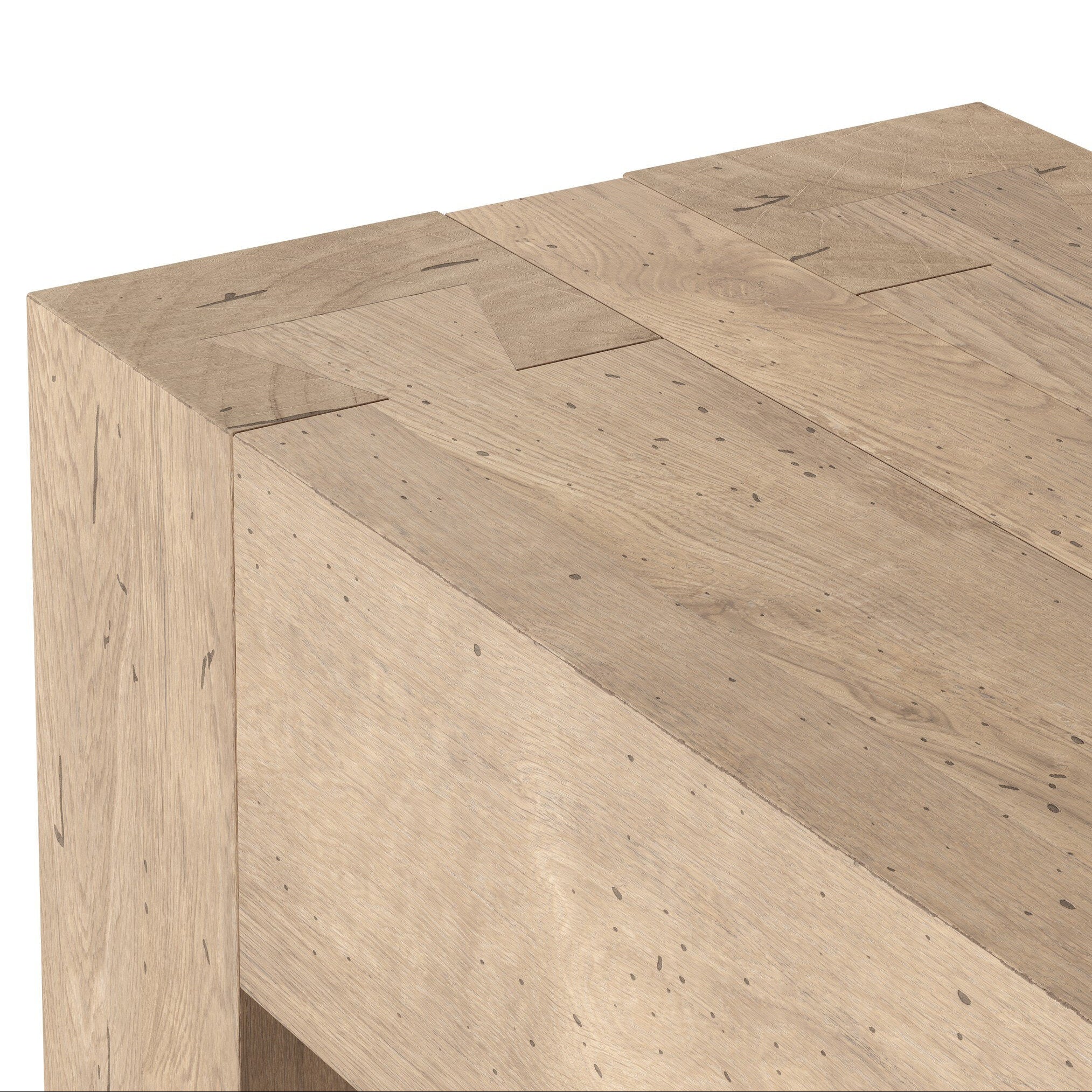 Four Hands Abaso Whitewash Rustic Wormwood Oak Console Table detail view
