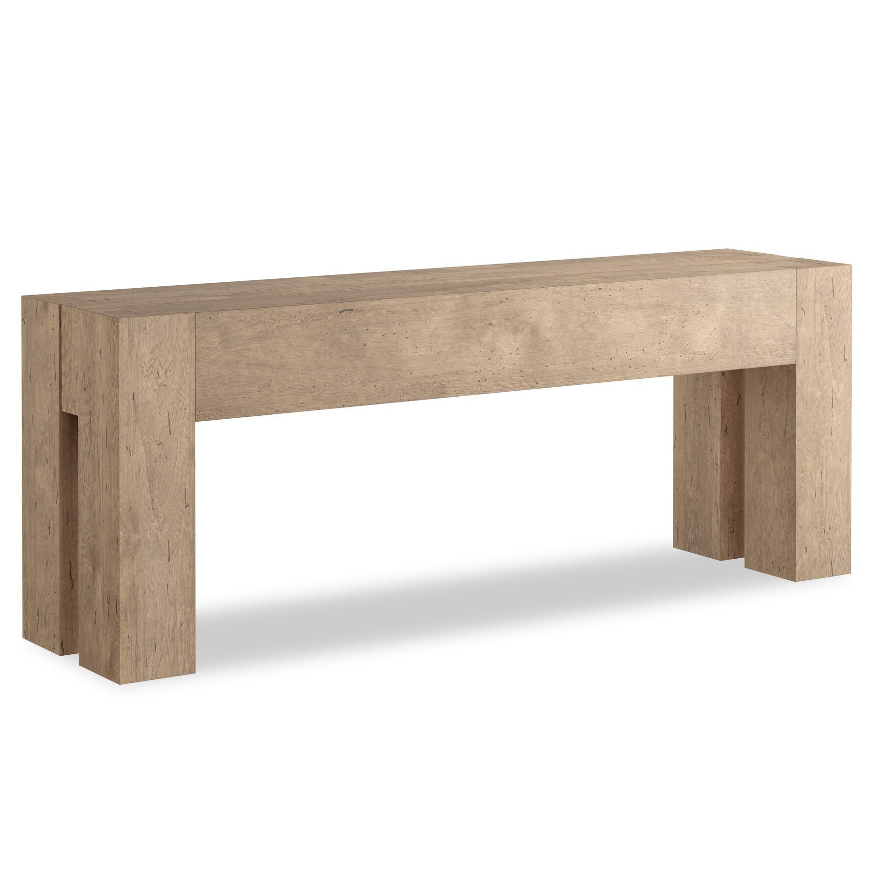 Four Hands Abaso Whitewash Rustic Wormwood Oak Console Table styled setting