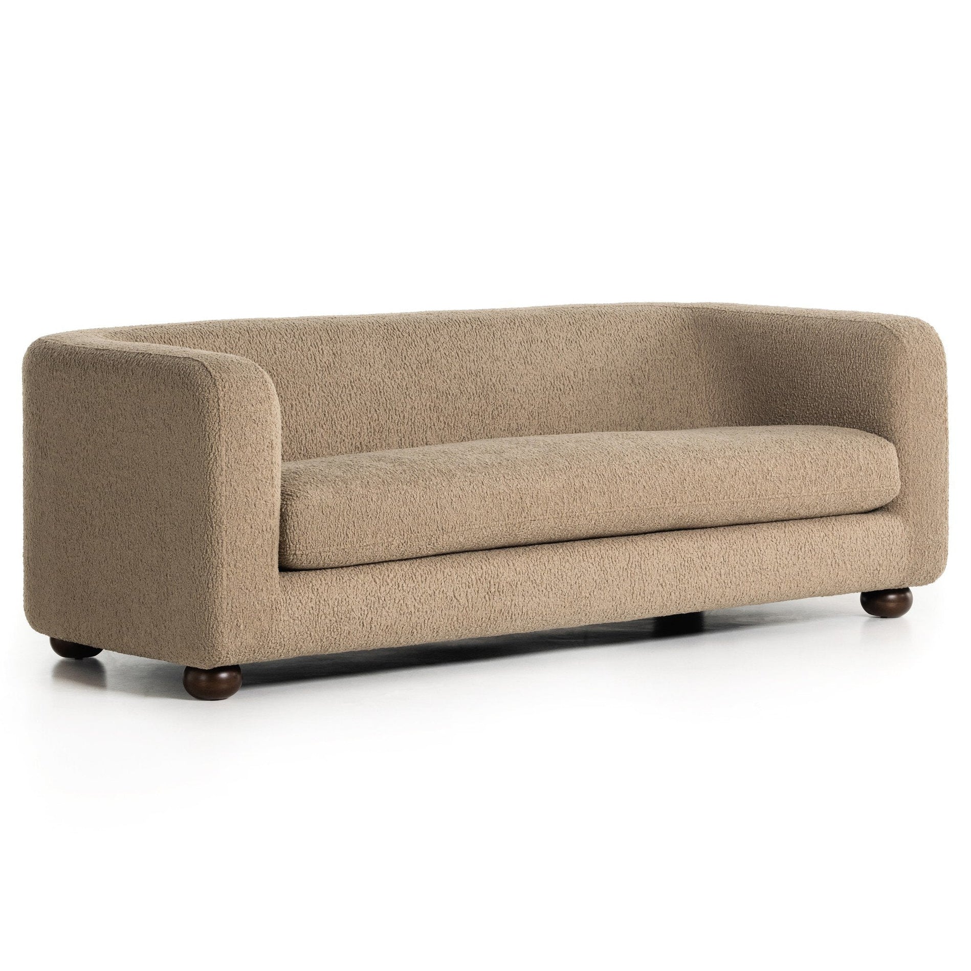 Four Hands Gidget Sheepskin Camel Sofa — styled view