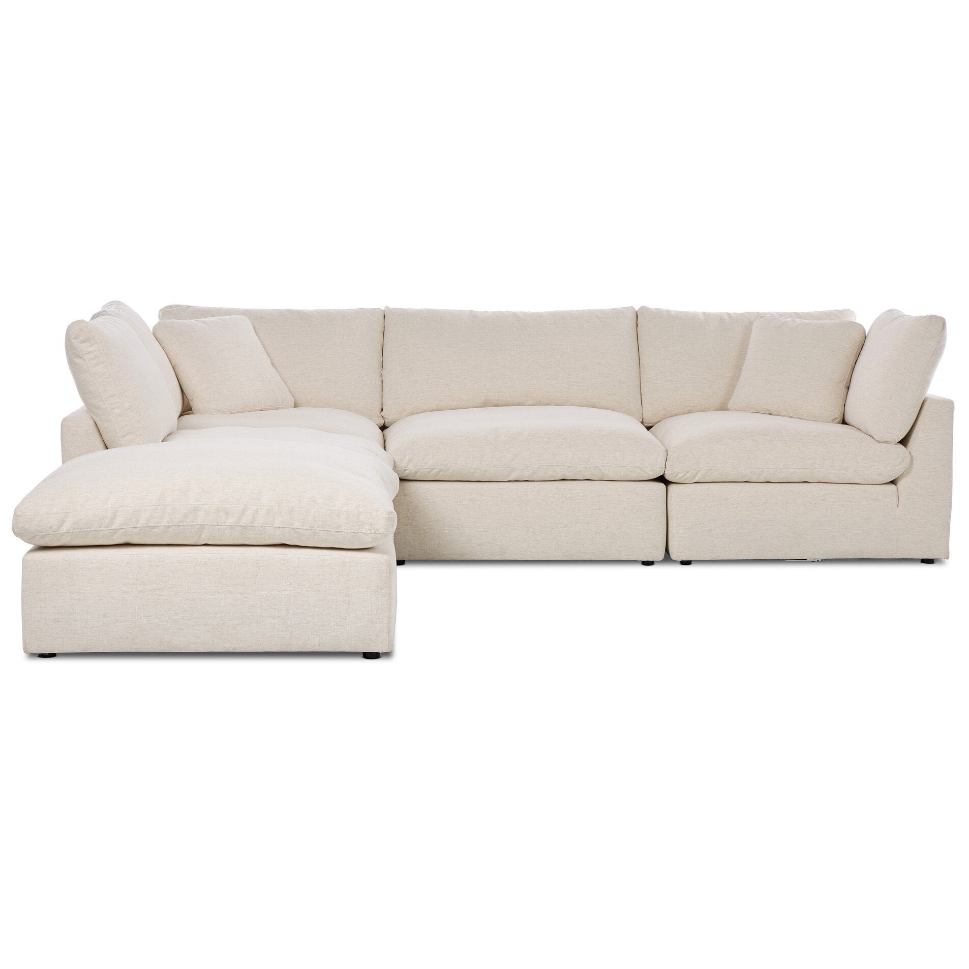 Four Hands Stevie Crypton Nomad Snow 4 Piece Sectional Sofa w/Ottoman — front view