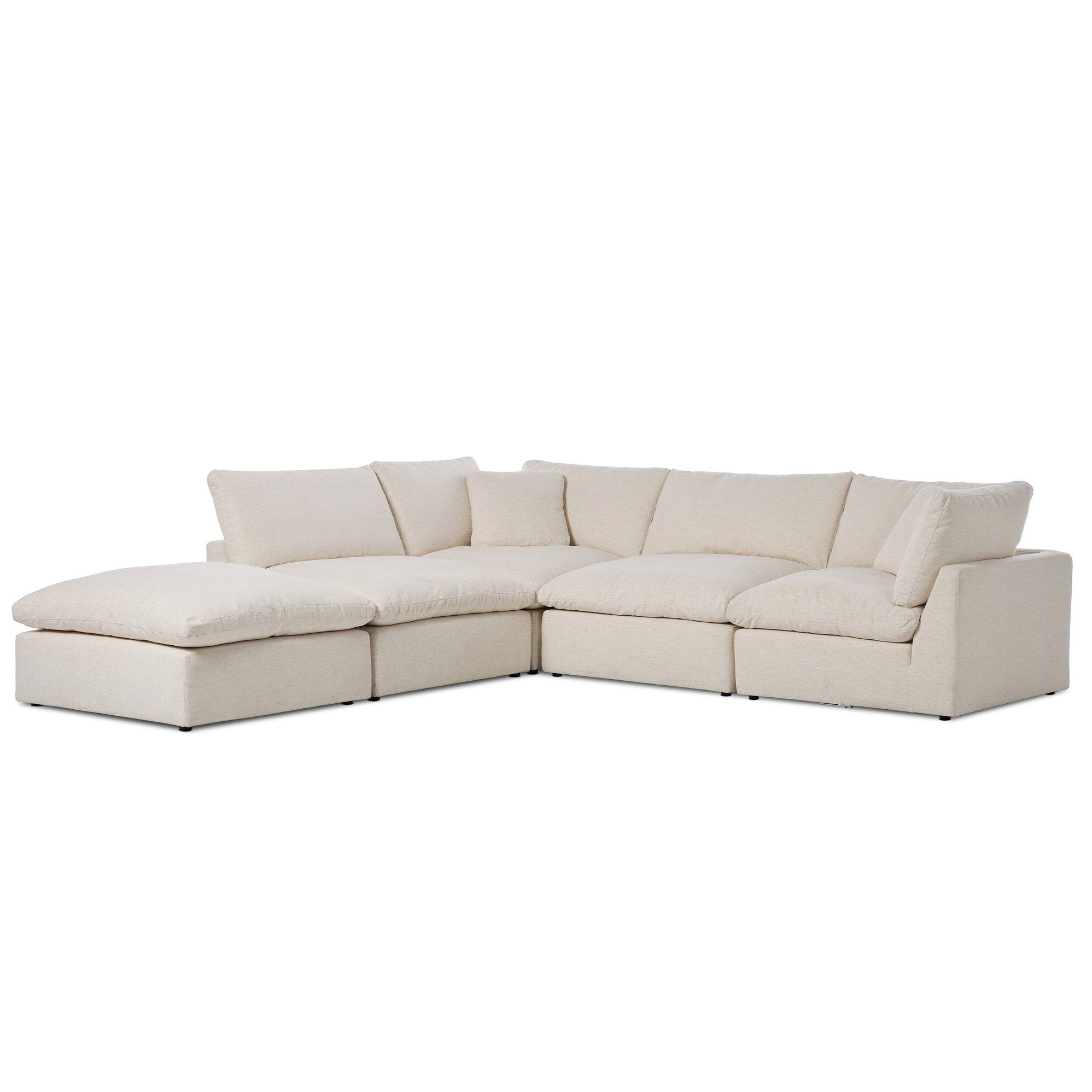 Four Hands Stevie Crypton Nomad Snow 4 Piece Sectional Sofa w/Ottoman — styled view