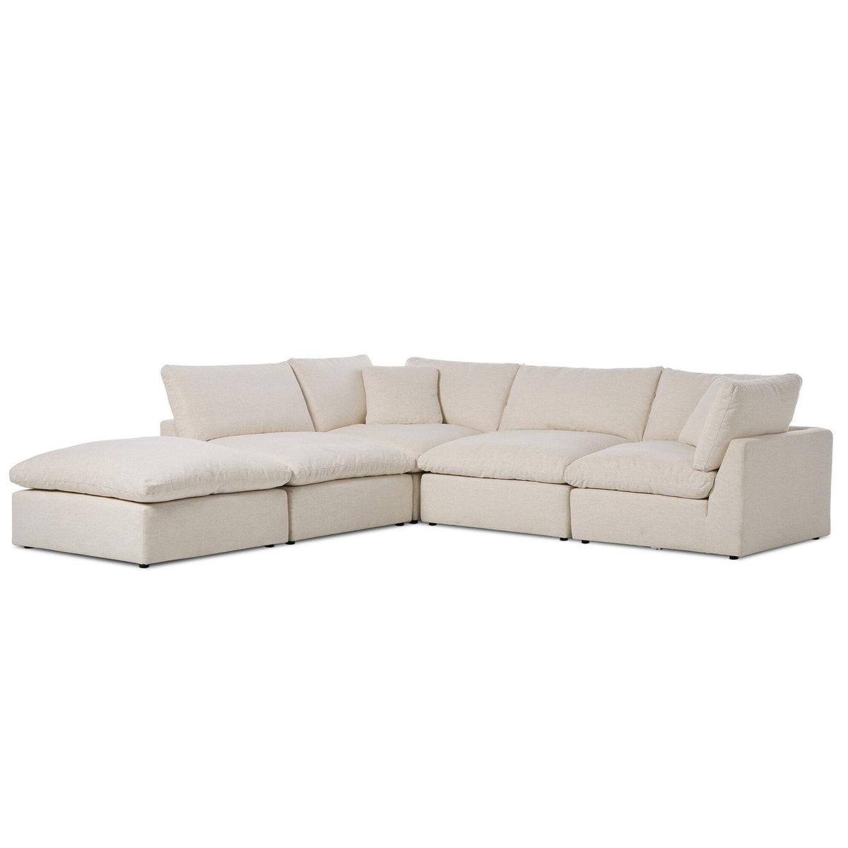Four Hands Stevie Crypton Nomad Snow 4 Piece Sectional Sofa w/Ottoman — styled view