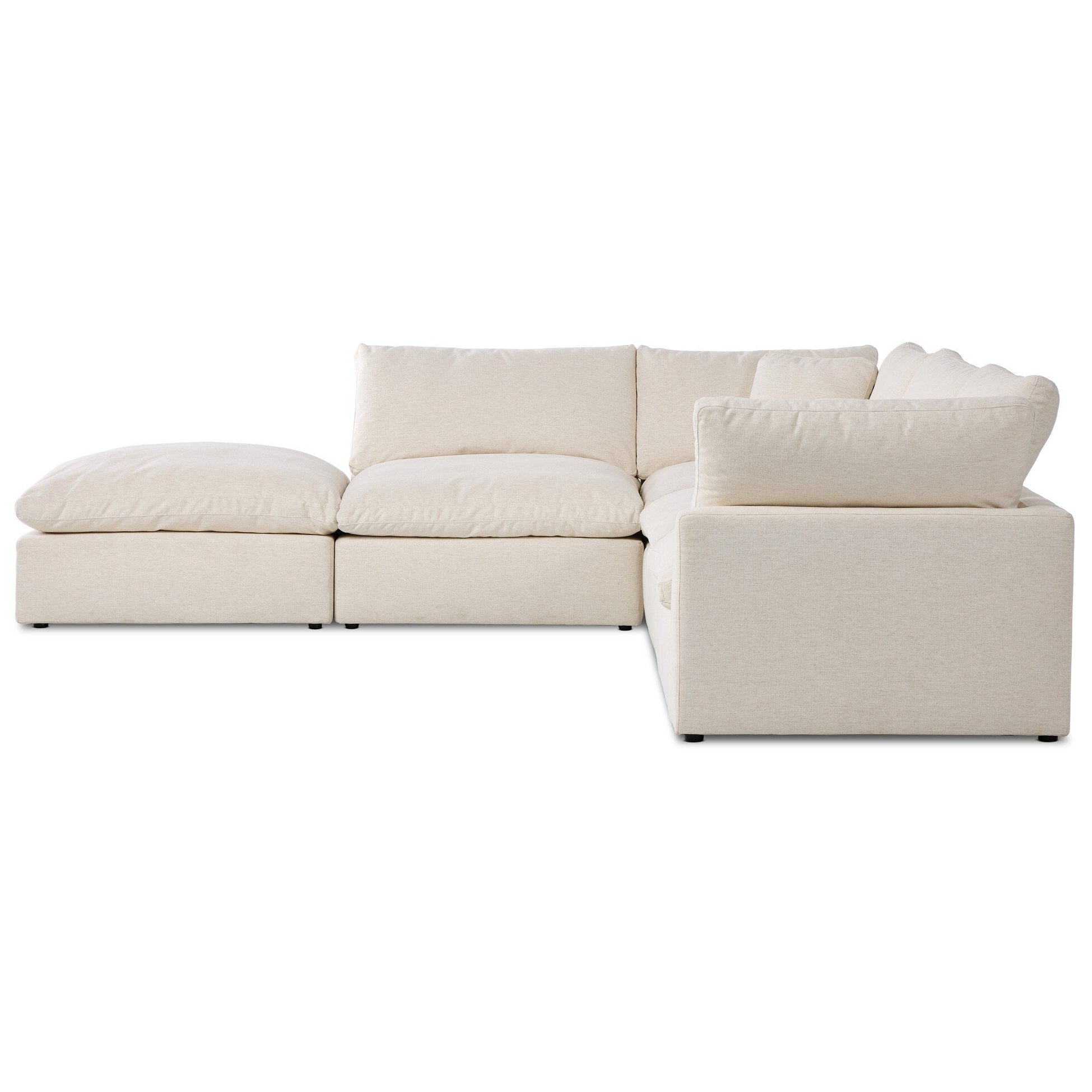 Four Hands Stevie Crypton Nomad Snow 4 Piece Sectional Sofa w/Ottoman — side view