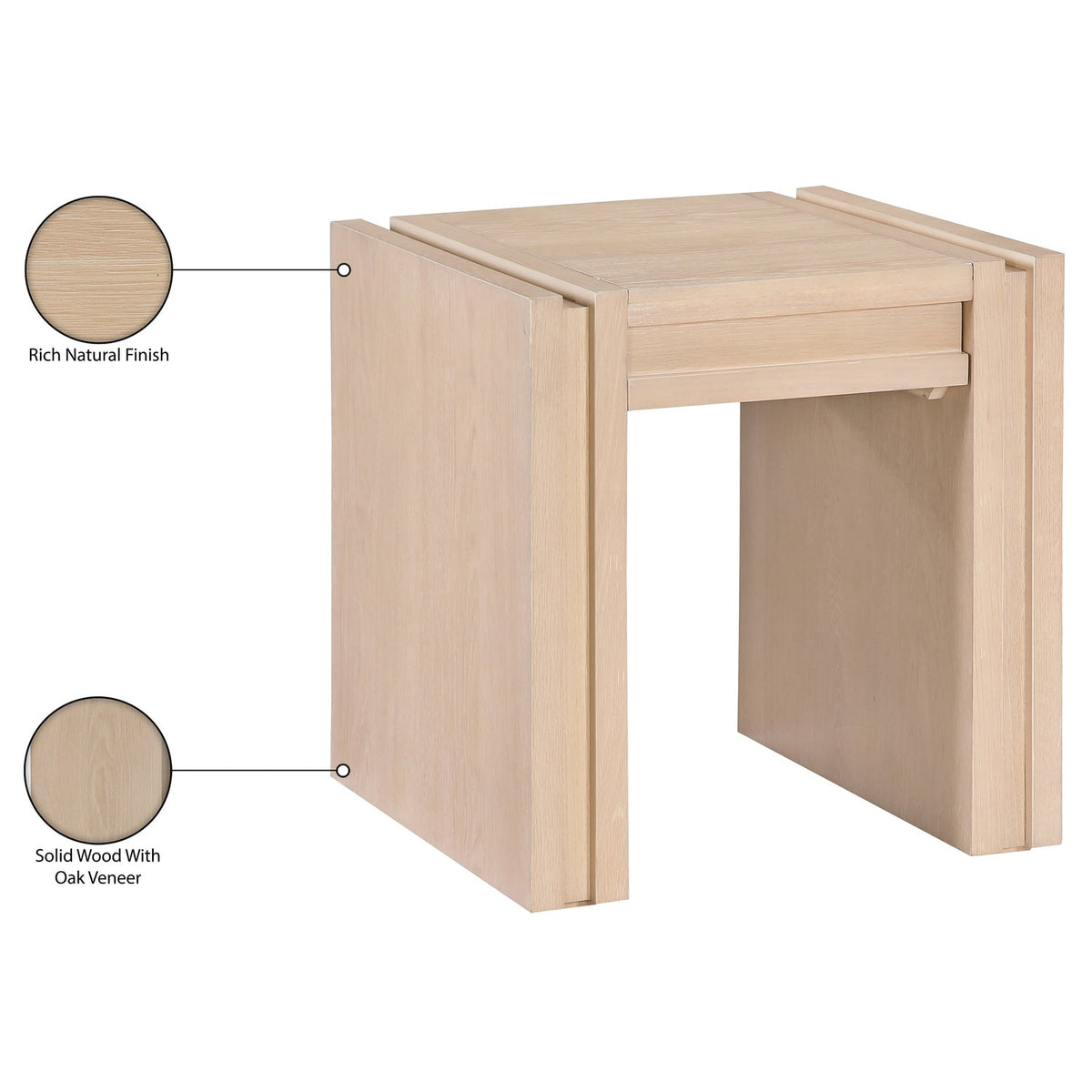 Stanton Natural Oak Veneer And Solid Wood End Table Set of 2