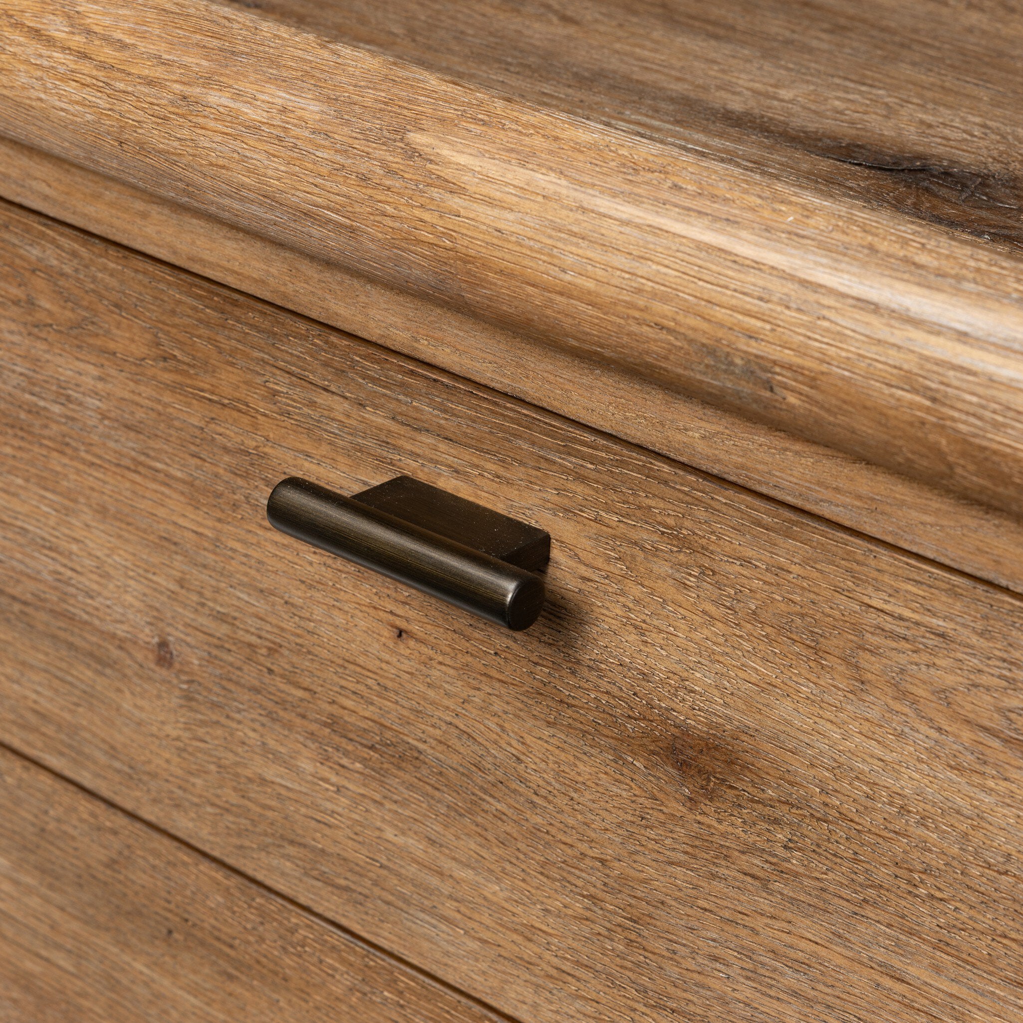 Four Hands Glenview Weathered Oak Media Console — finish and texture