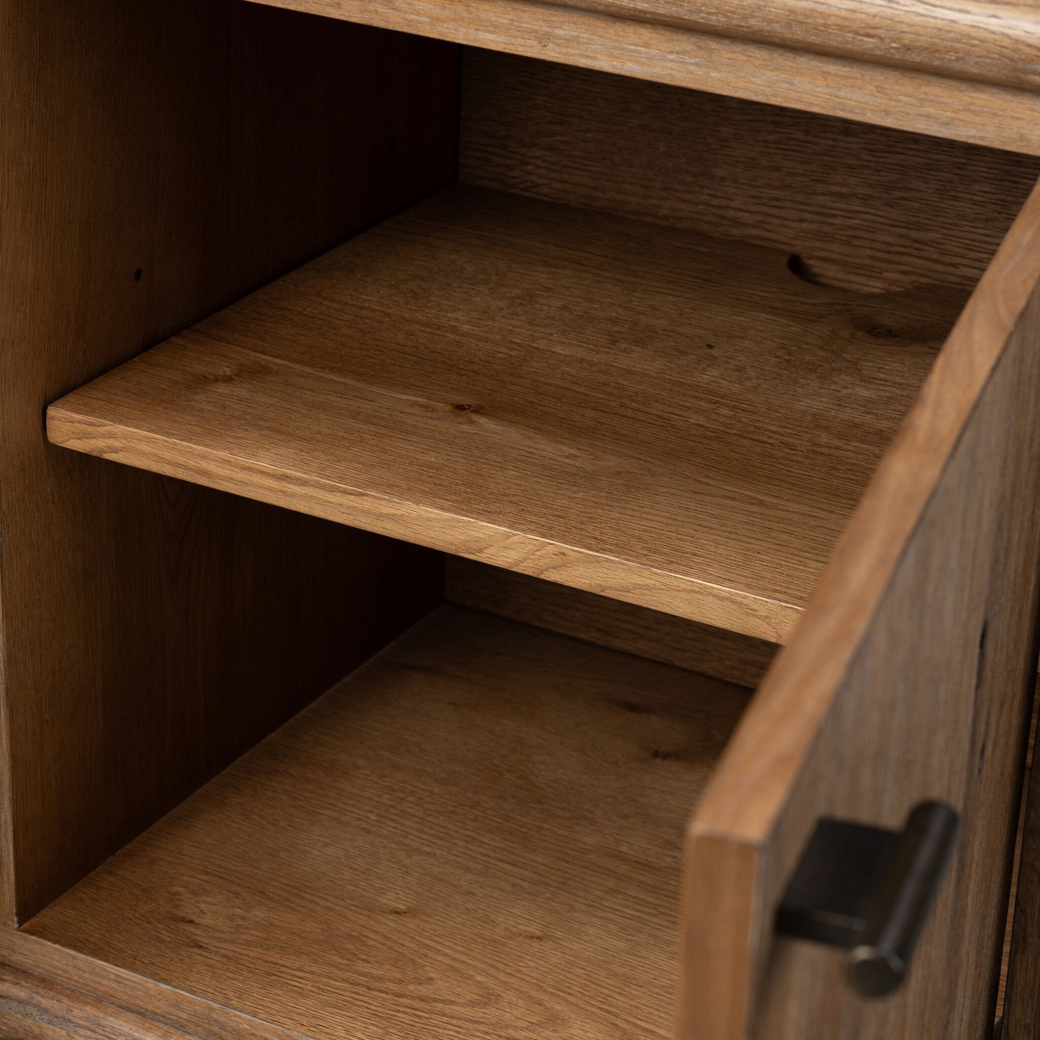 Four Hands Glenview Weathered Oak Media Console — material close-up
