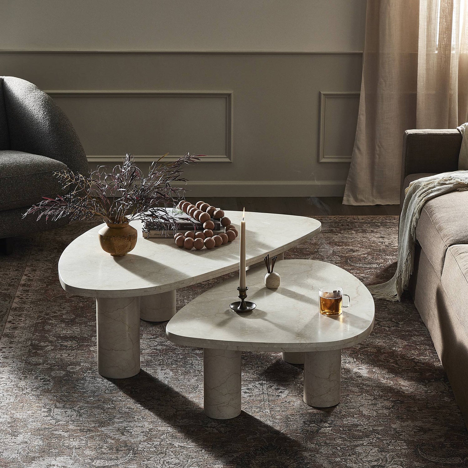 Four Hands Zion Marble Coffee Table Set