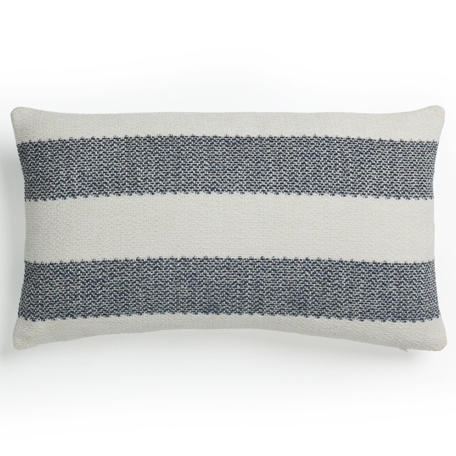 Four Hands Tarbett Stripe Tarbett Navy Outdoor Throw Pillow - styled view