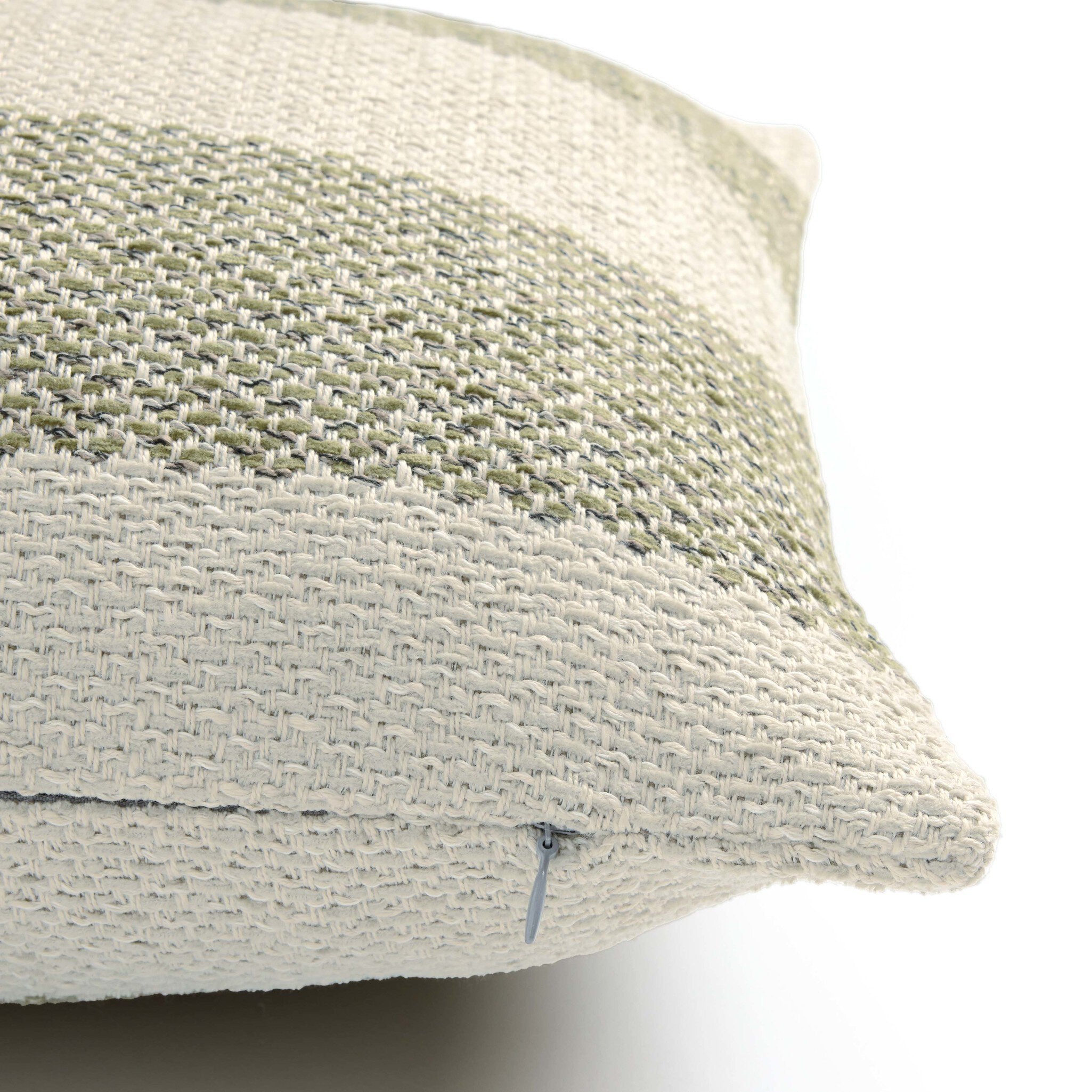Four Hands Tarbett Stripe Tarbett Sage Outdoor Throw Pillow close-up detail 3