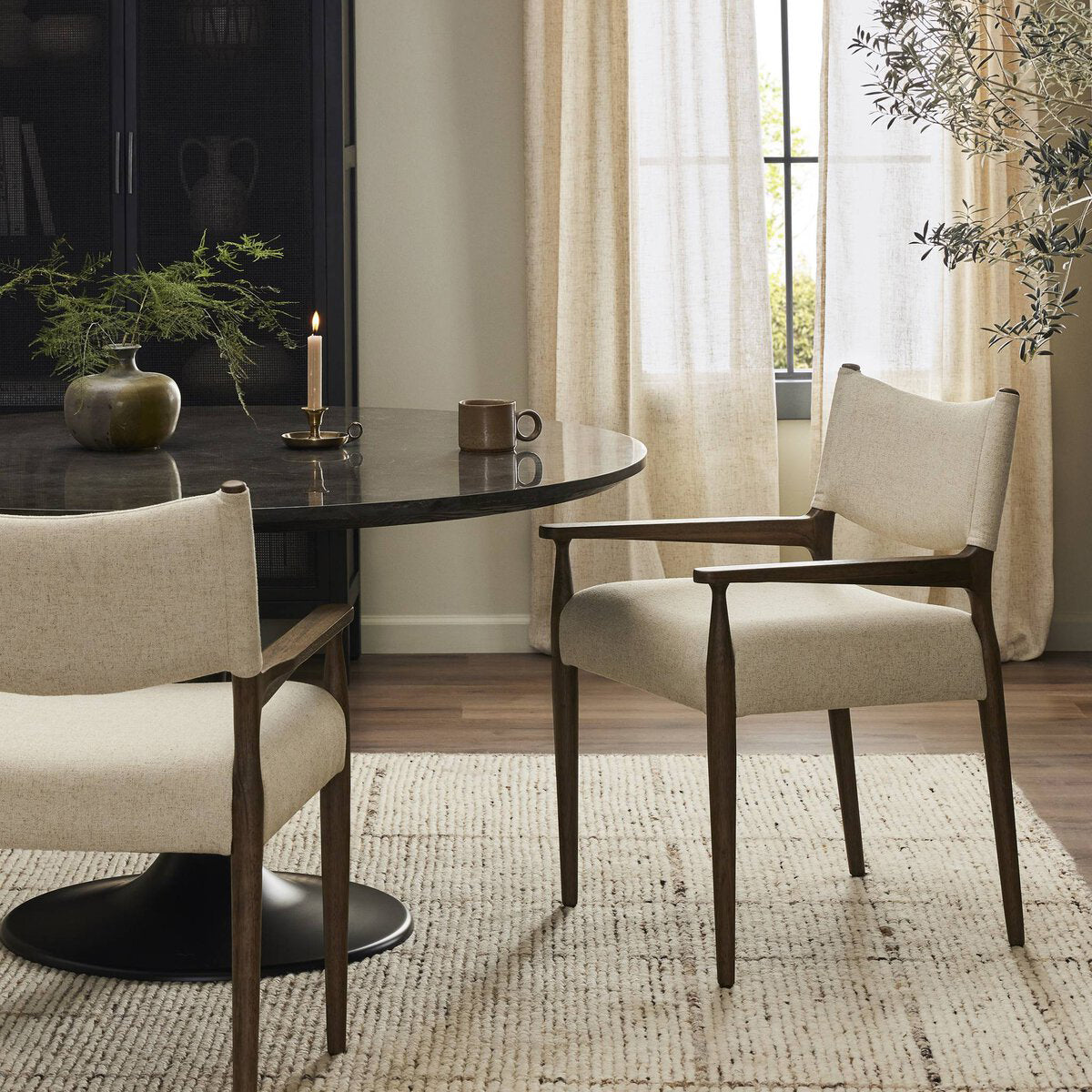 Four Hands Jayla Dining Armchair Set of 2 | Linen & Wood