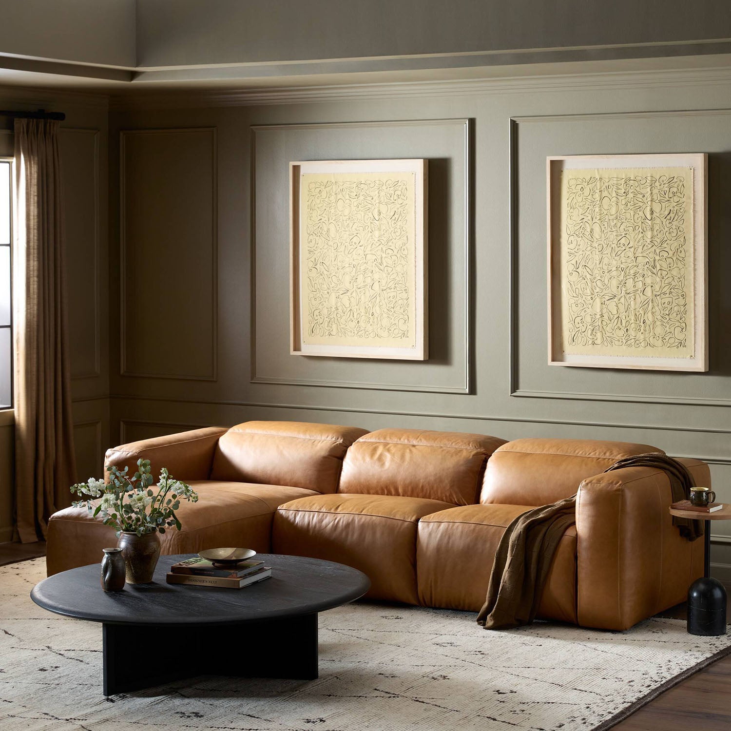 Four Hands Radley Power Recliner 3-Piece Sectional Sofa with Chaise