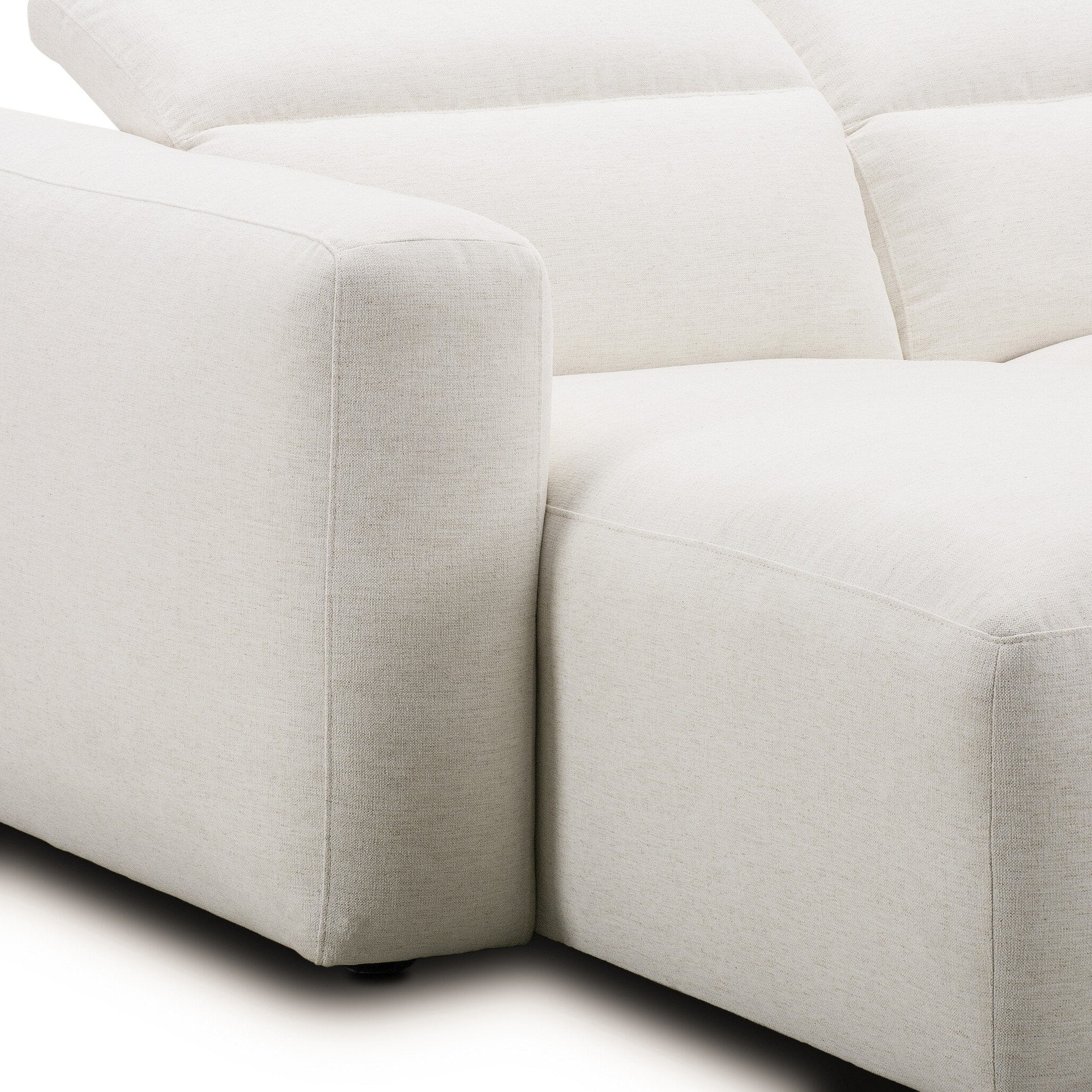Four Hands Radley Crypton Nomad Snow Power Recliner 3 Piece Sectional Sofa w/Chaise close-up detail