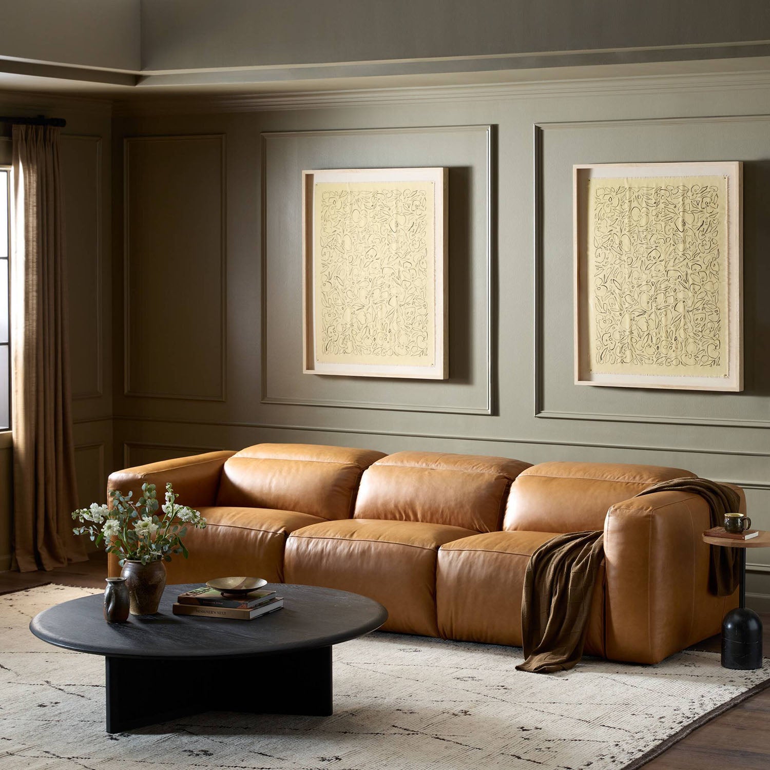 Four Hands Radley Power Recliner 3 Piece Sectional Sofa