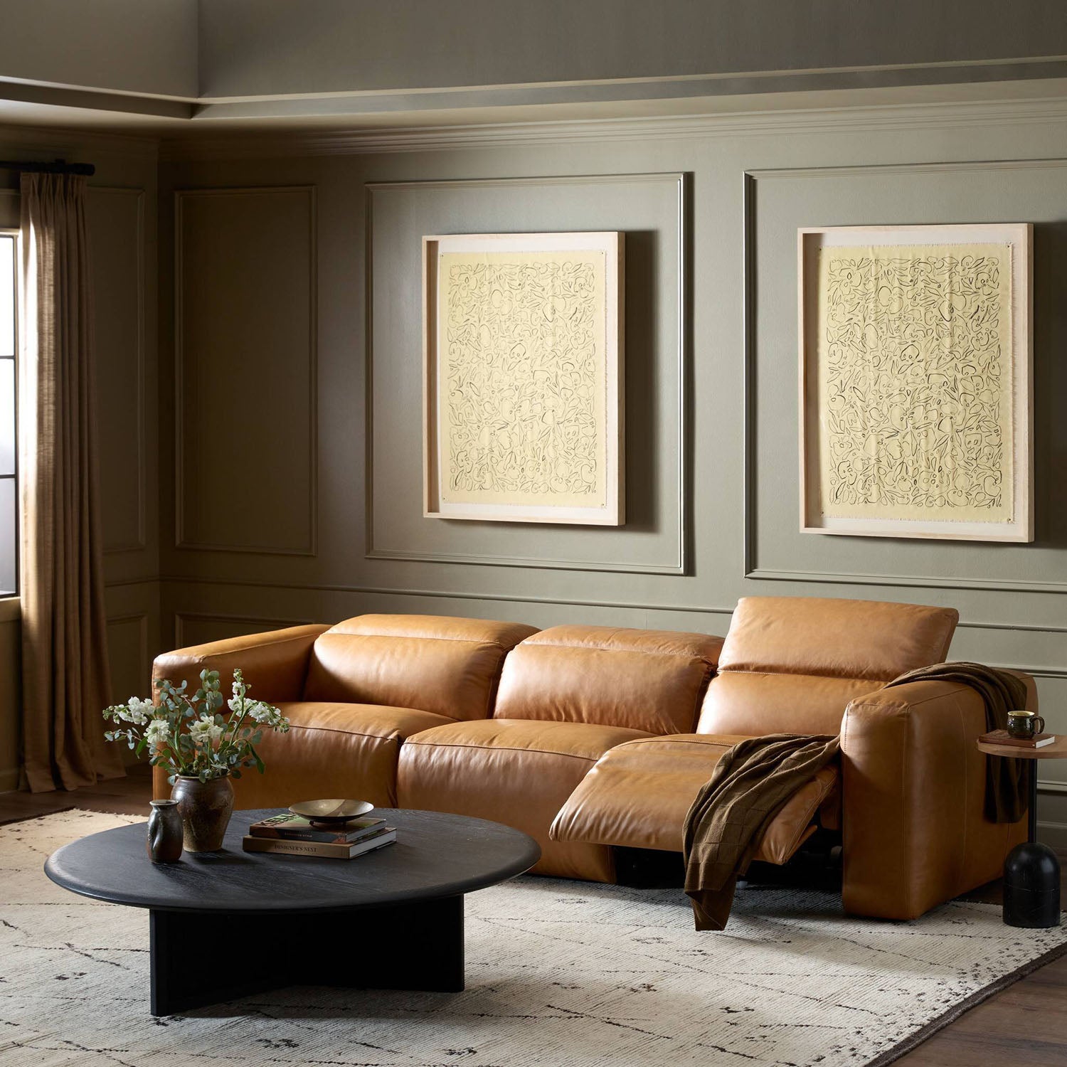 Four Hands Radley Power Recliner 3 Piece Sectional Sofa