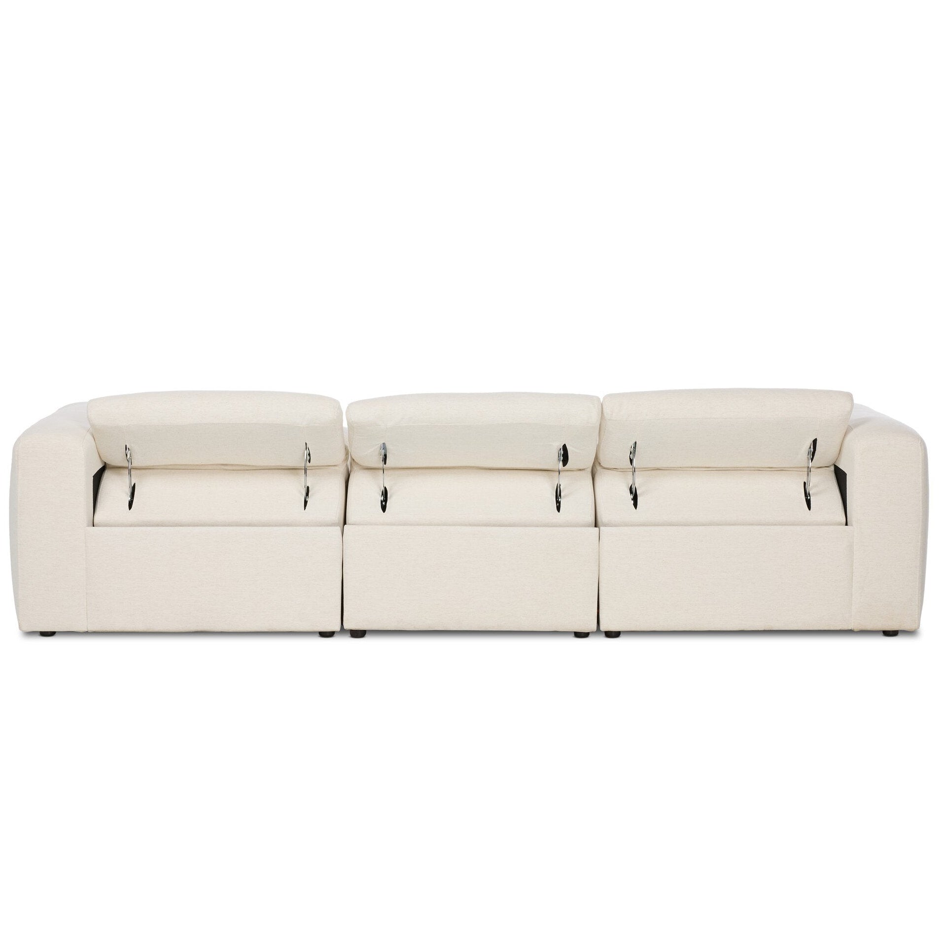 Four Hands Radley Crypton Nomad Snow Power Recliner 3 Piece Sectional Sofa shown with doors open 4