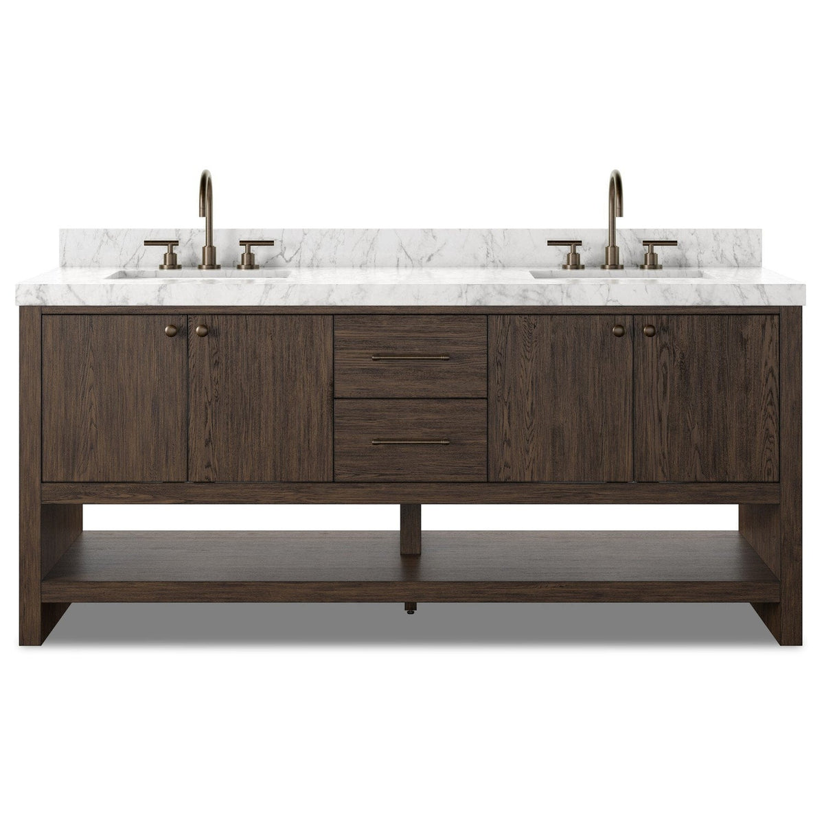 Four Hands Anthem Satin Espresso Oak Double Vanity front view