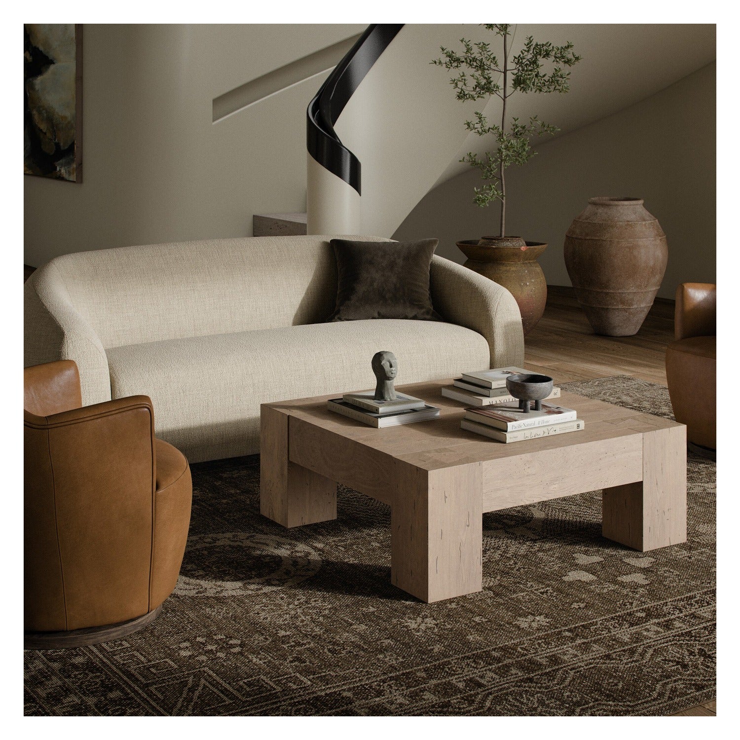 Four Hands Abaso Whitewash Rustic Coffee Table