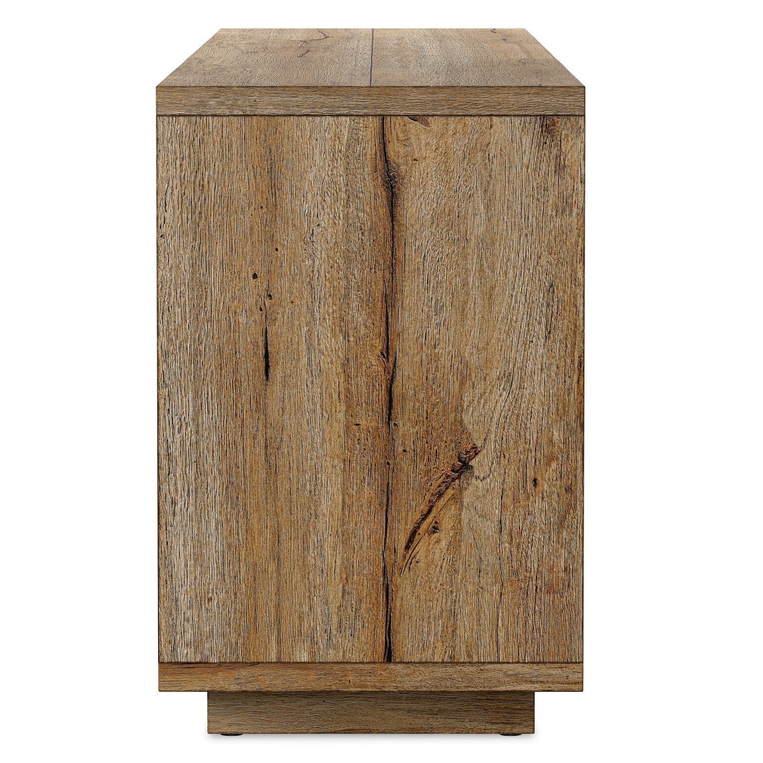 Four Hands Redondo Burnt Bleached Oak Resawn Media Console side view