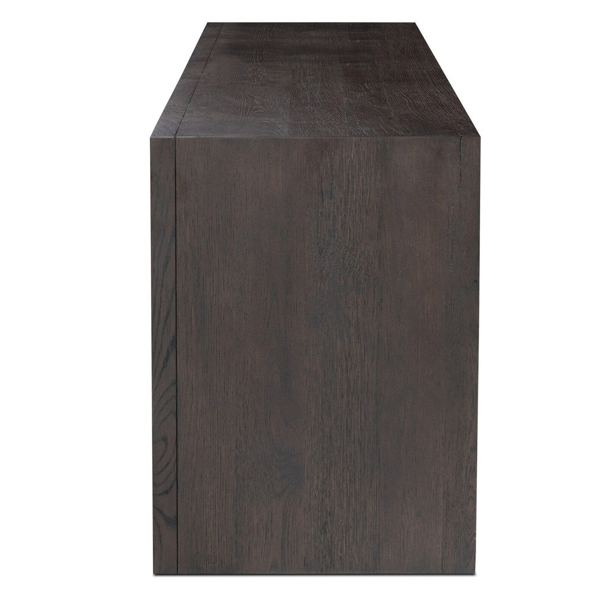 Four Hands Chalmers Smoked Black Resawn Oak Media Console side view