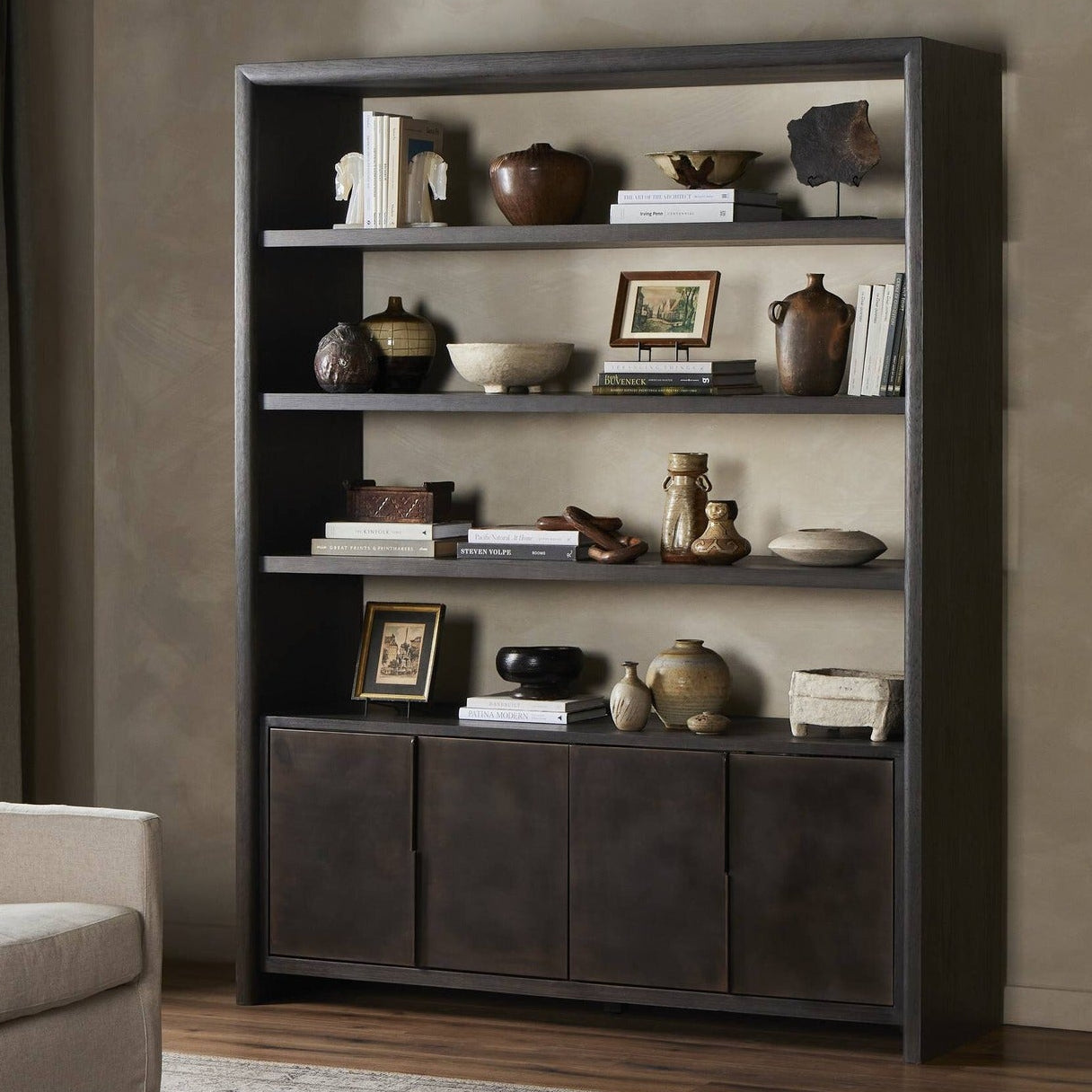 Four Hands Arlington Espresso Oak Bookcase