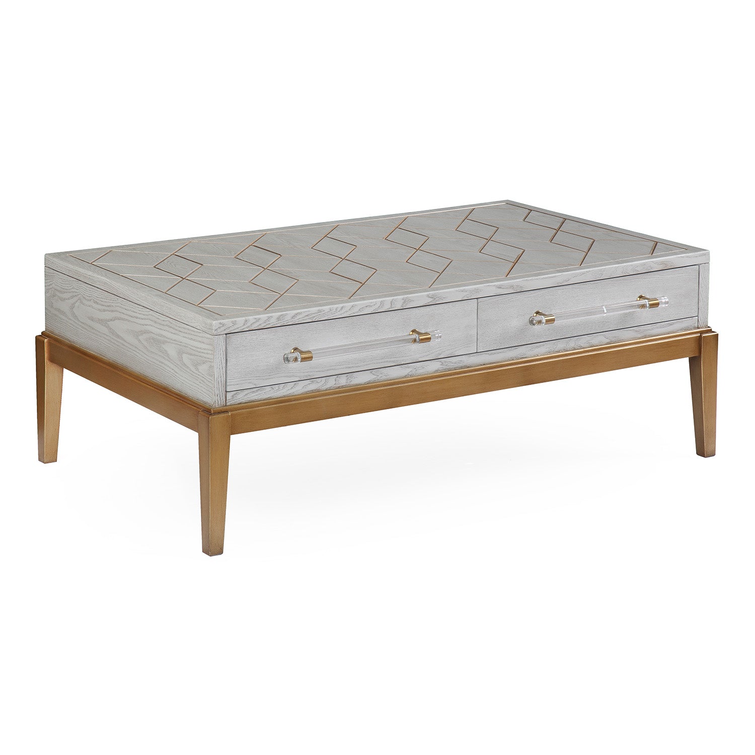 Bassett Mirror Gray Perrine Wood Rectangular Cocktail Table