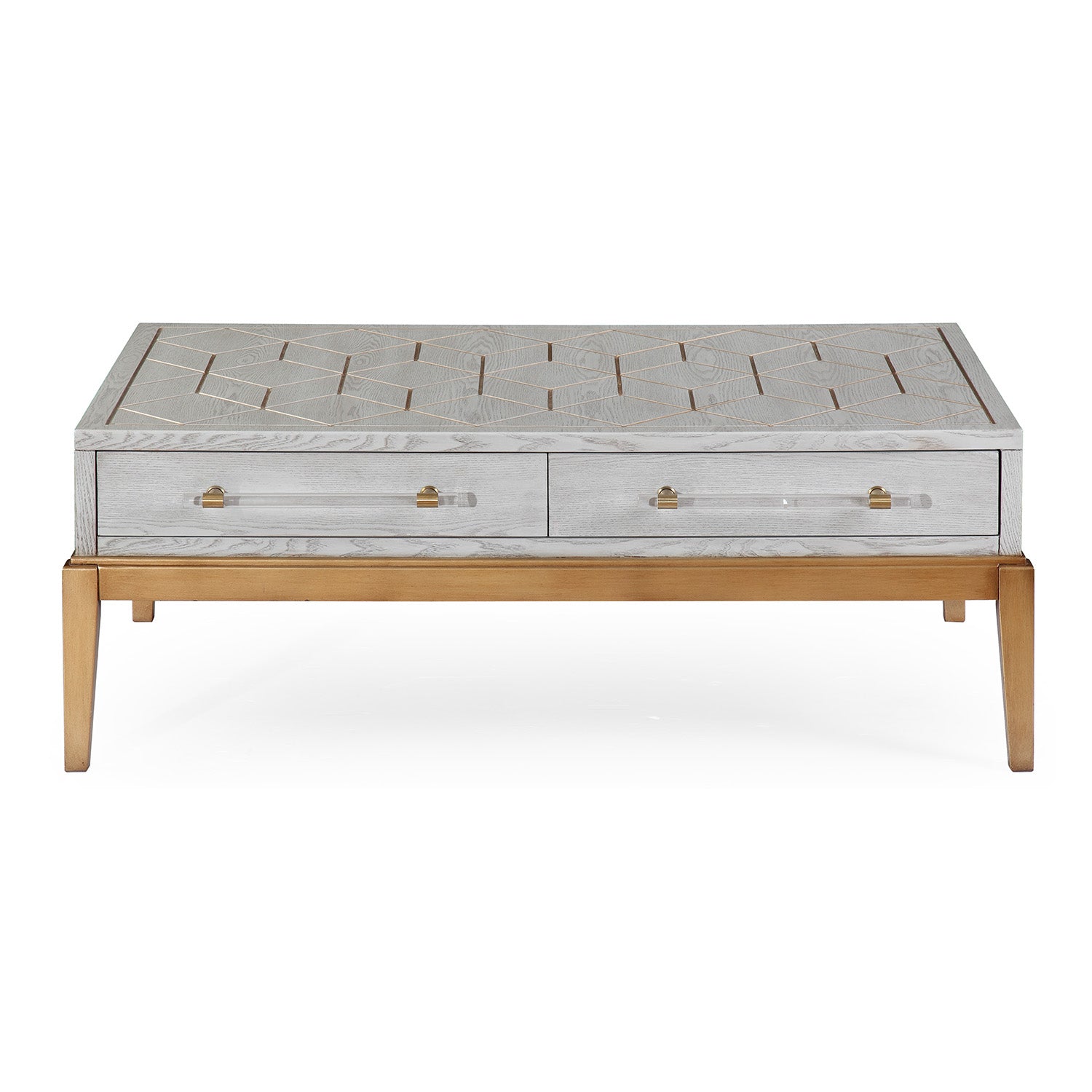 Bassett Mirror Gray Perrine Wood Rectangular Cocktail Table
