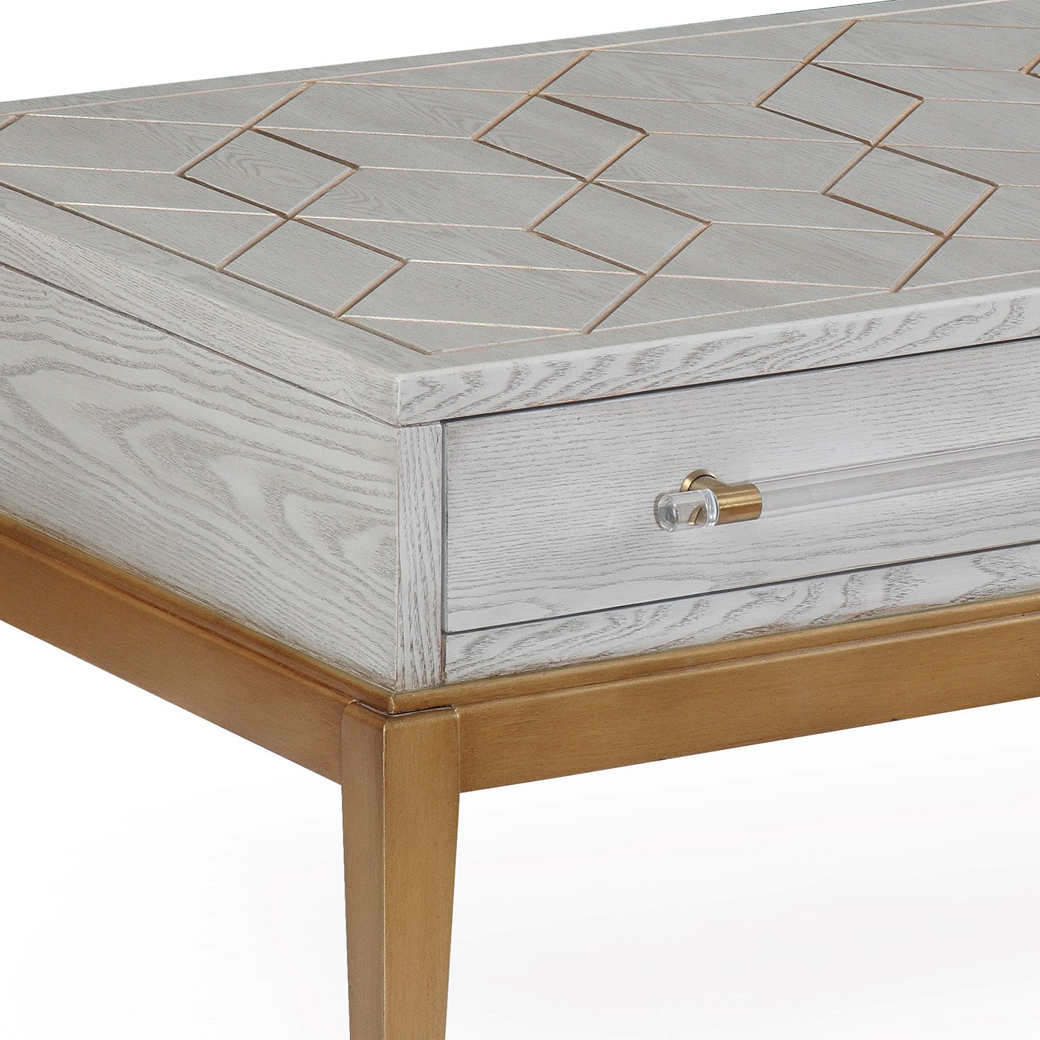 Bassett Mirror Gray Perrine Wood Rectangular Cocktail Table