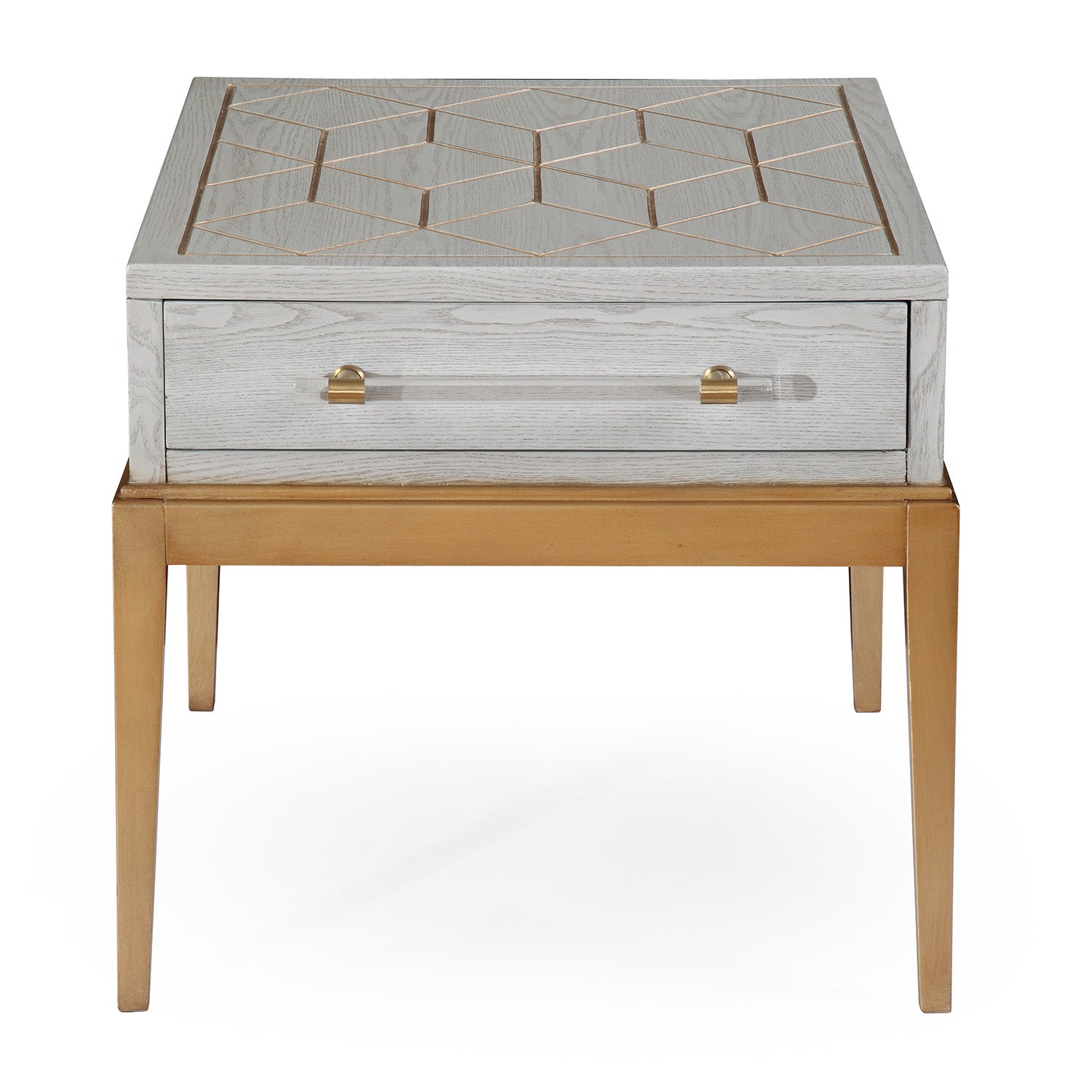 Bassett Mirror Gray Perrine Wood Rectangular End Table