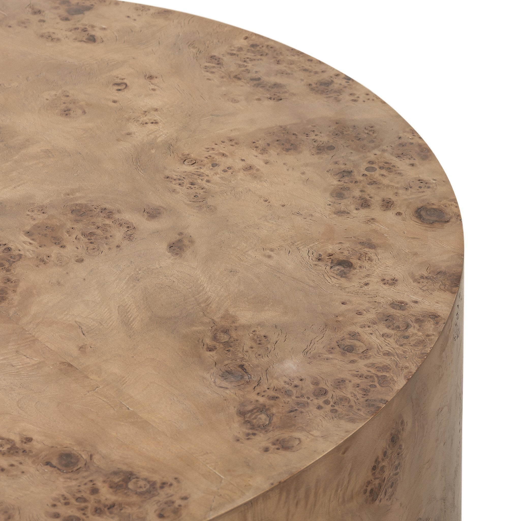 Four Hands Caya Caramel Burl Coffee Table close-up detail