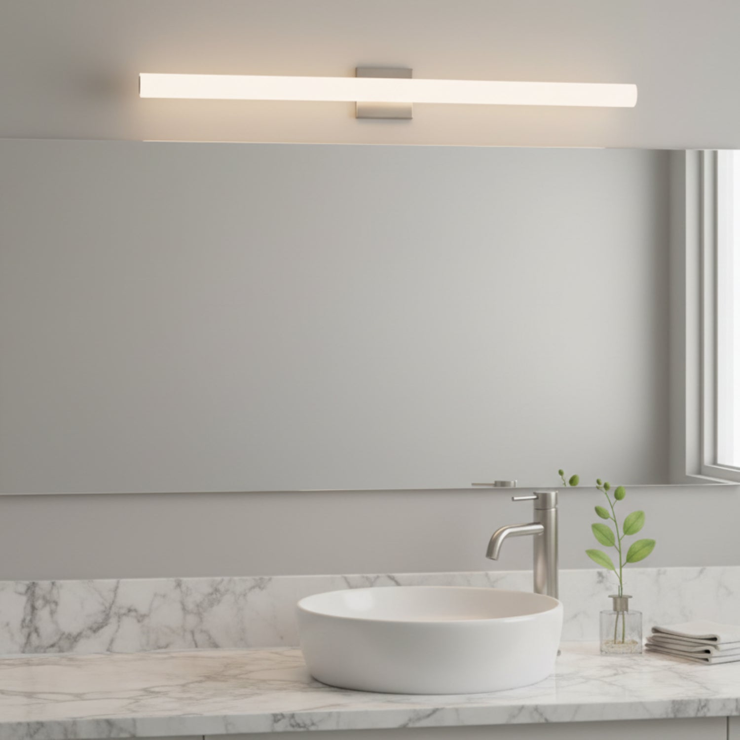 Sonneman Tubo Slim Led Satin Nickel 2433.13-FT Bath And Vanity Light