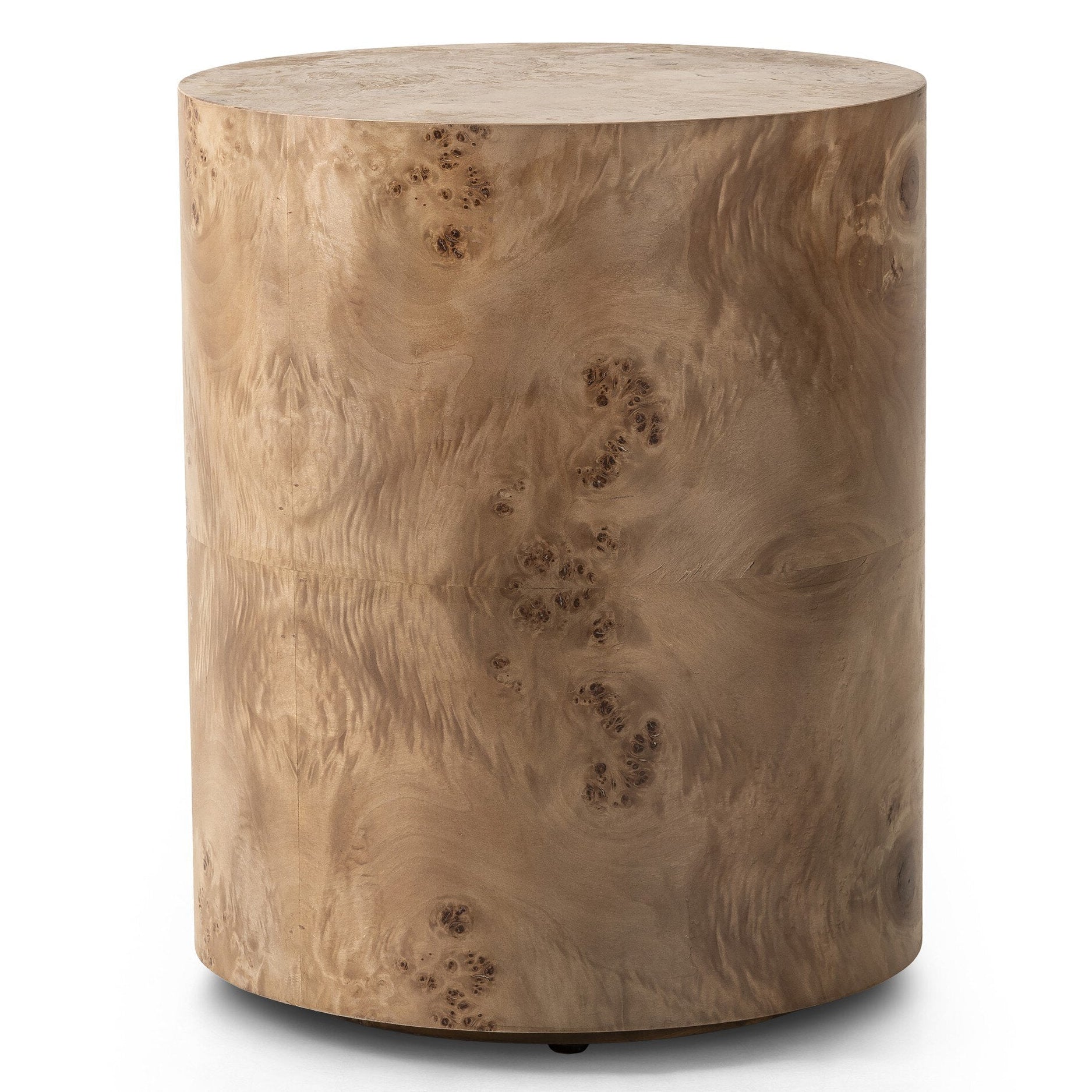 Four Hands Caya Caramel Burl End Table in Caramel Burl