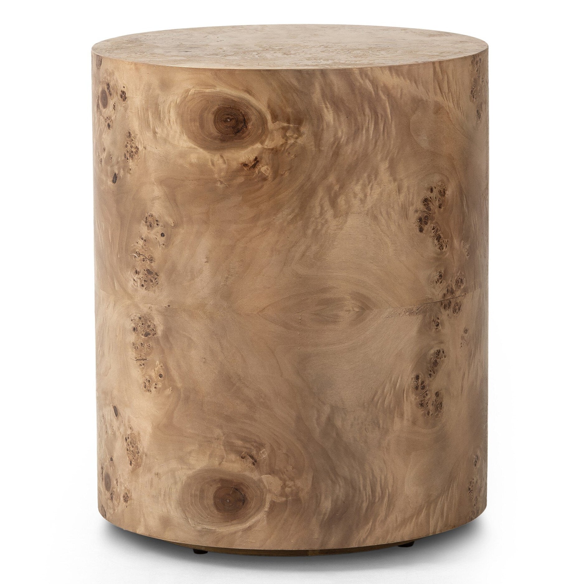 Four Hands Caya Caramel Burl End Table side view