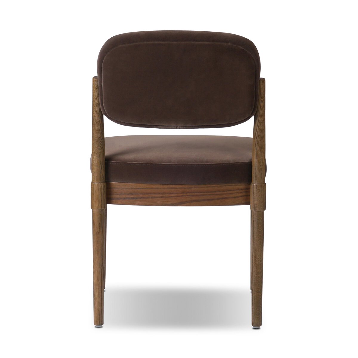 Four Hands Esther Surrey Mink Dining Chair Set of 2 on warm oak, back view