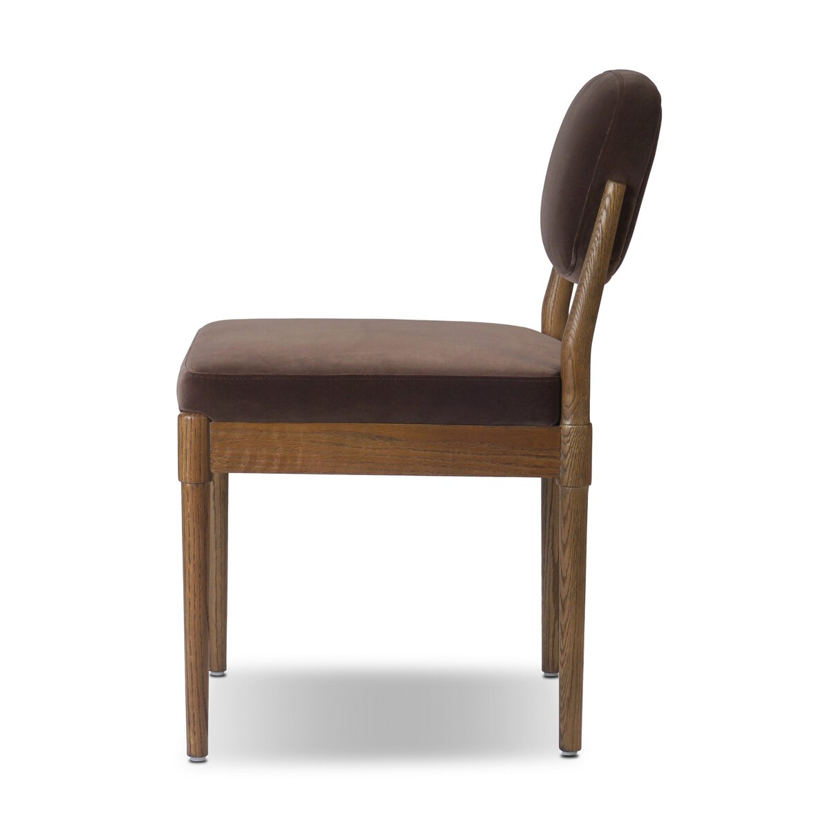 Four Hands Esther Surrey Mink Dining Chair Set of 2 on warm oak, side profile view