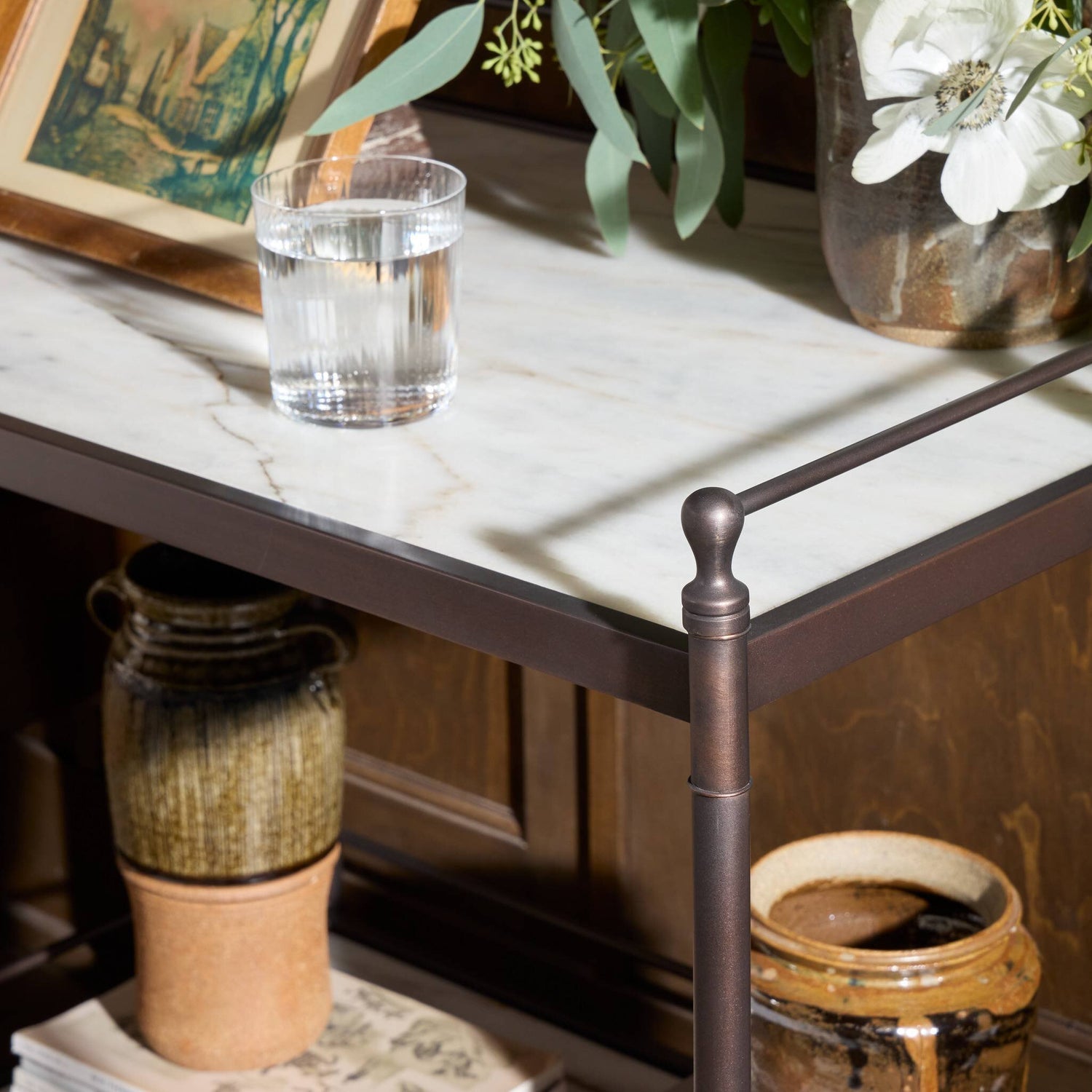 Four Hands Eisen Striated Marble Nightstand detail view 6
