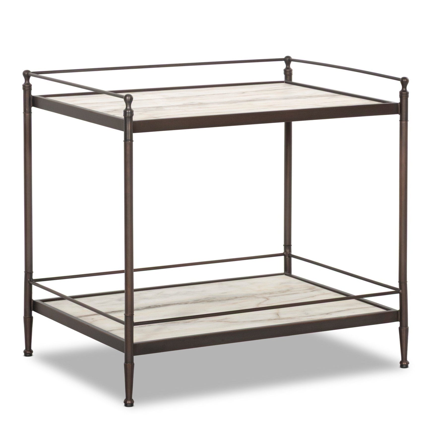 Four Hands Eisen Striated Marble Nightstand styled view