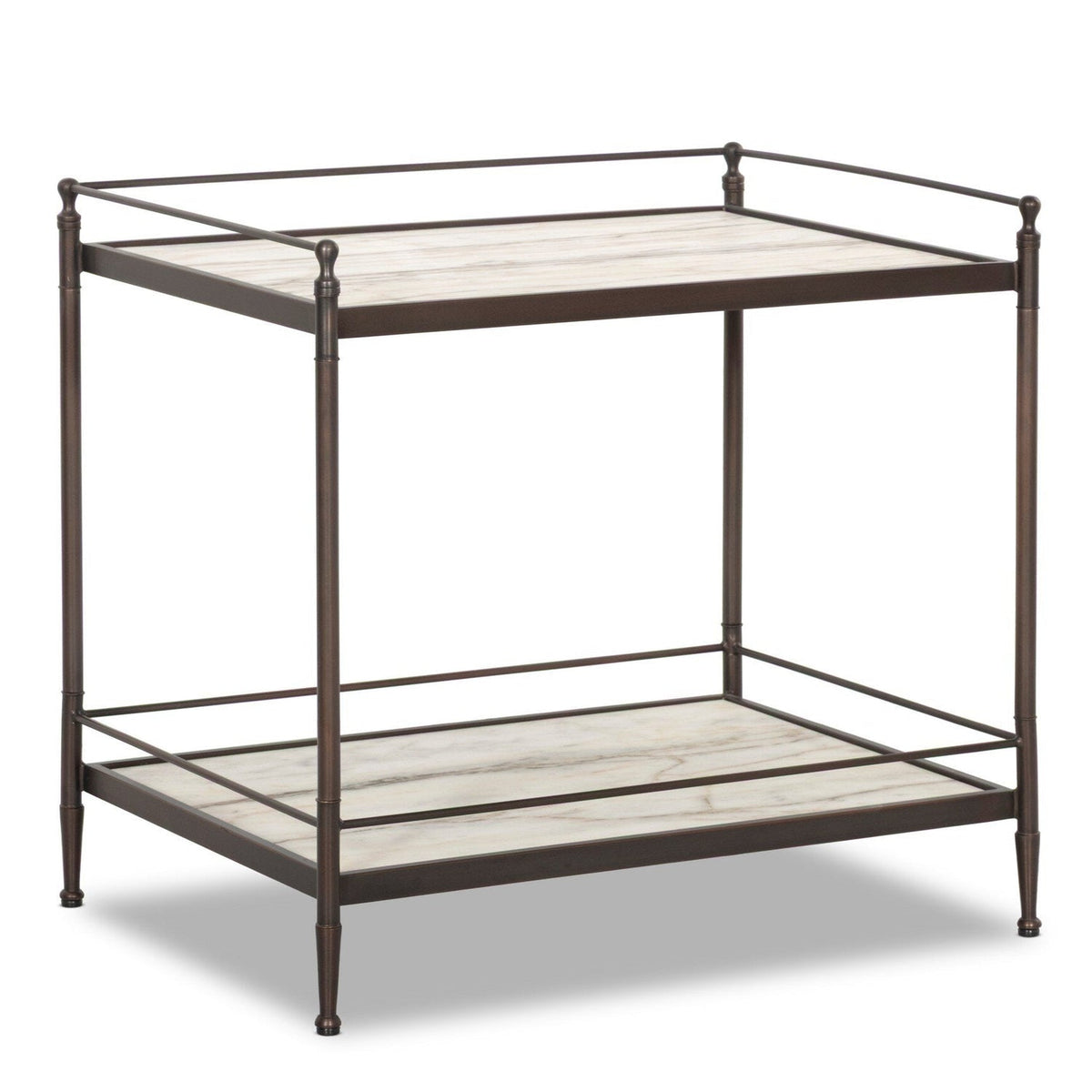 Four Hands Eisen Striated Marble Nightstand styled view