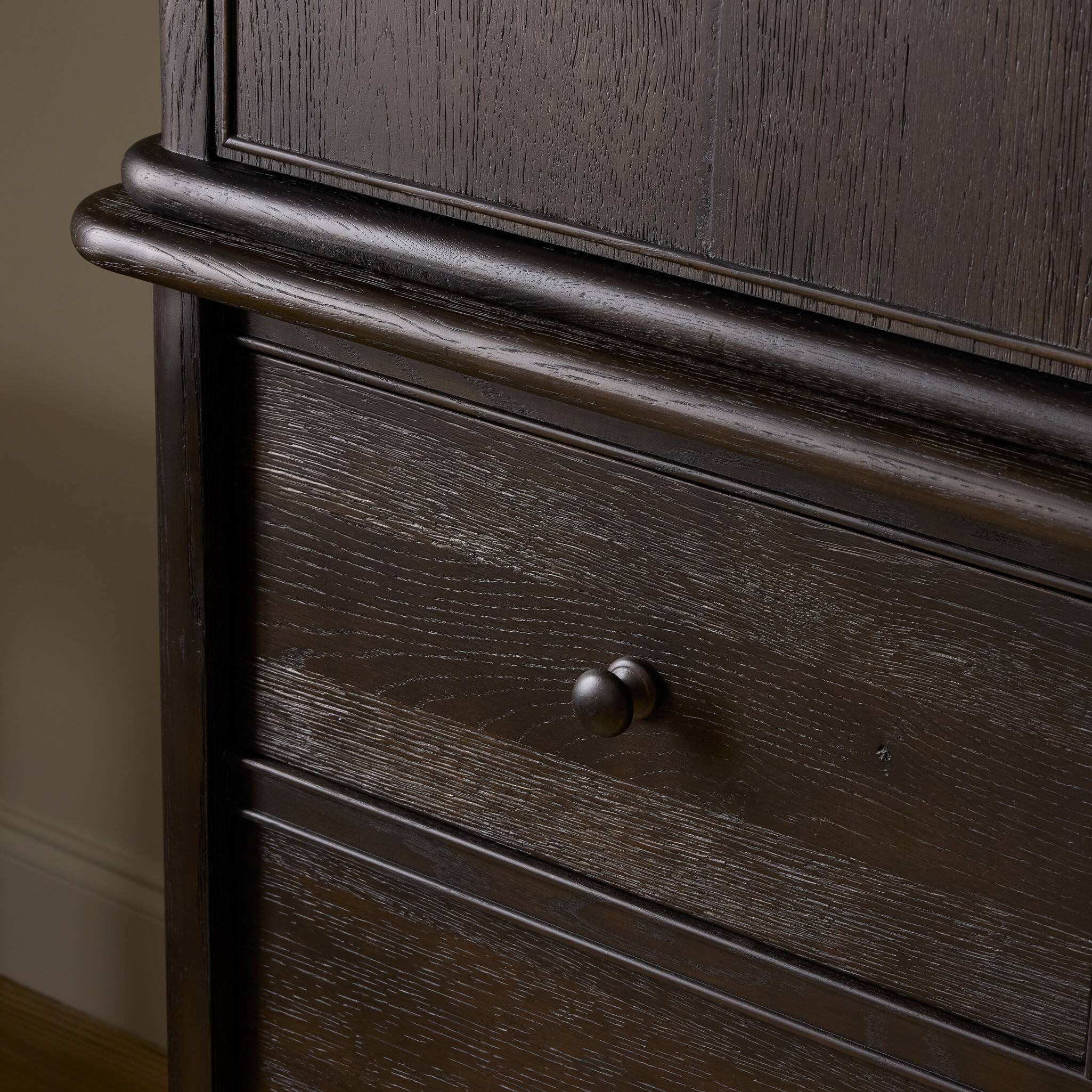 Four Hands Pika Smoked Black Oak Armoire detail view 6